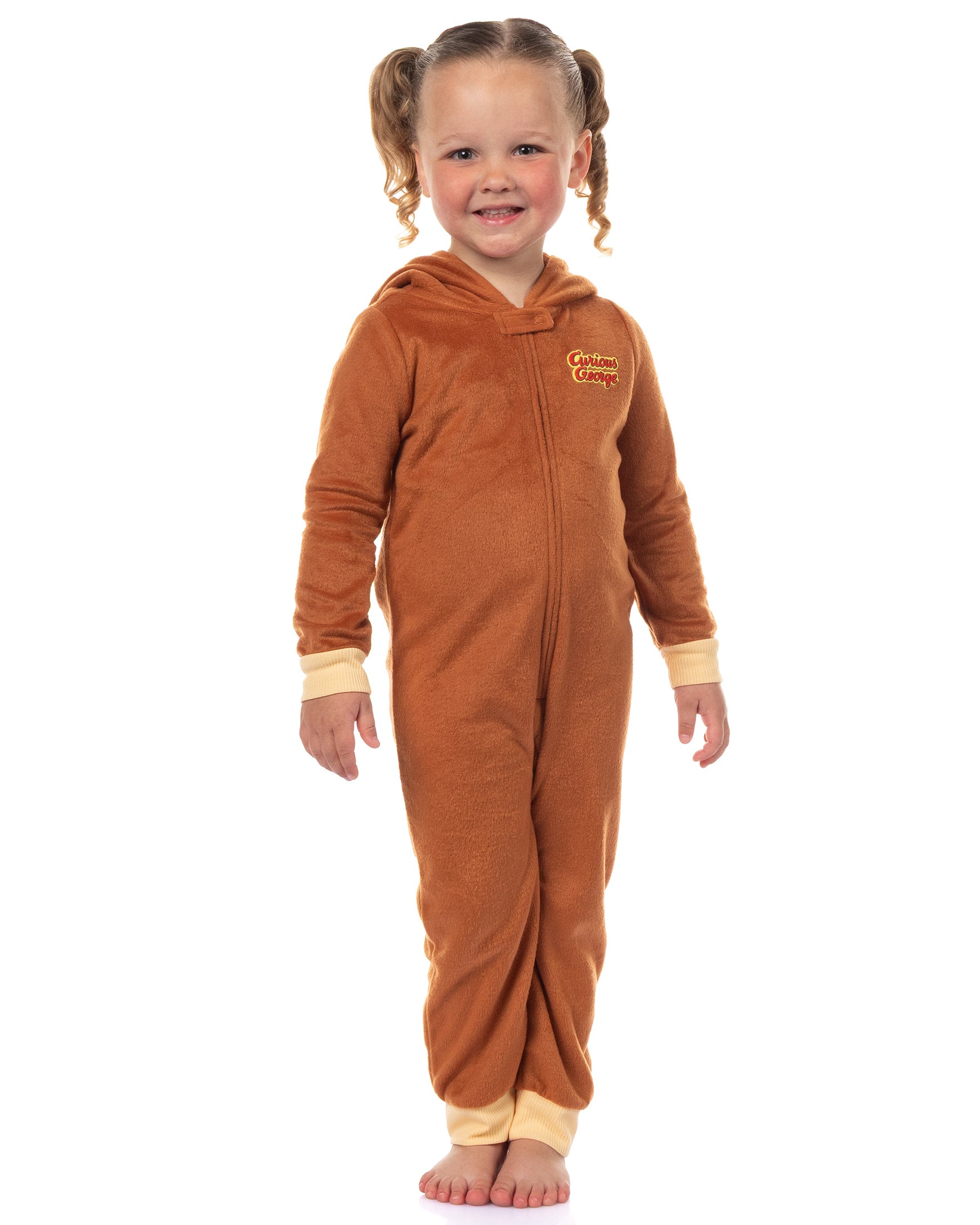 Curious George Union Suit Toddler One Piece Hooded Loungewear Pajamas (2T)