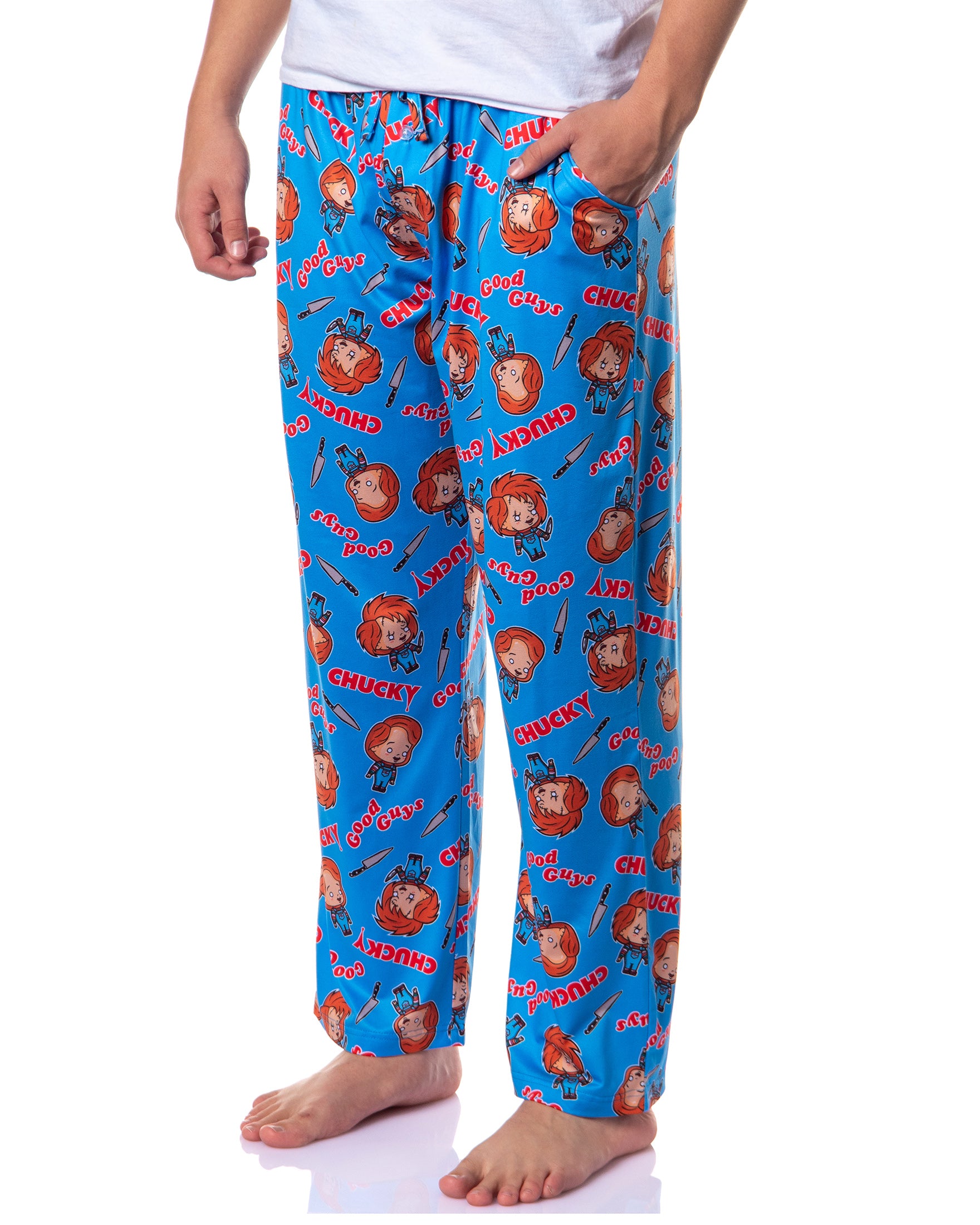 Chucky Men's Movie Child's Play Good Guys Tossed Icon Sleep Pajama Pants (XXL)