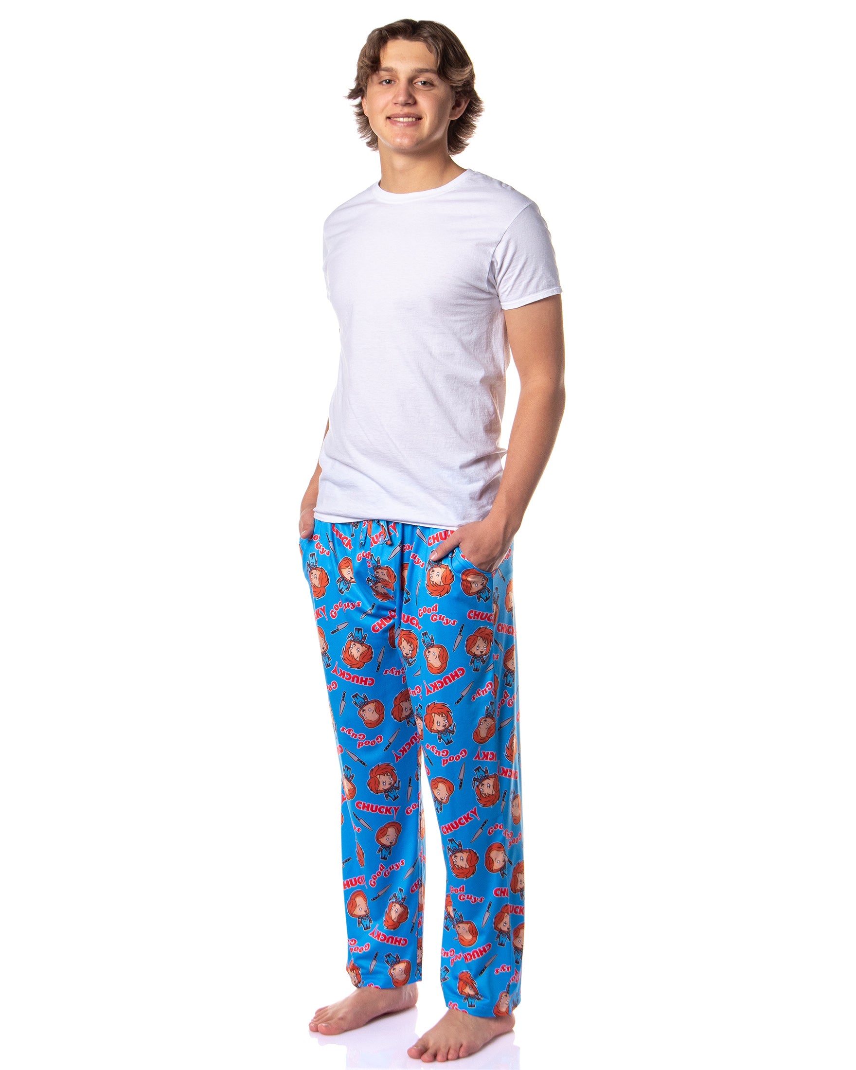 Chucky Men's Movie Child's Play Good Guys Tossed Icon Sleep Pajama Pants (XXL)