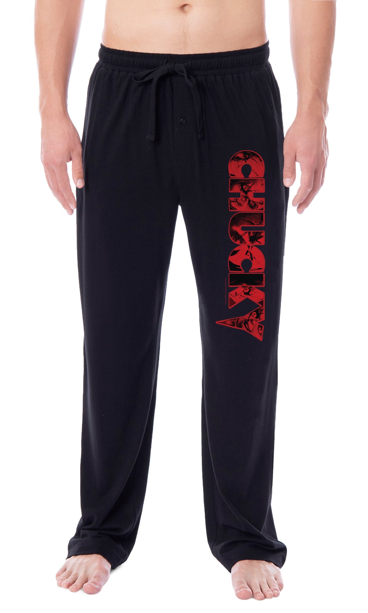 Chucky Mens' Doll Character Movie Film Title Logo Sleep Pajama Pants