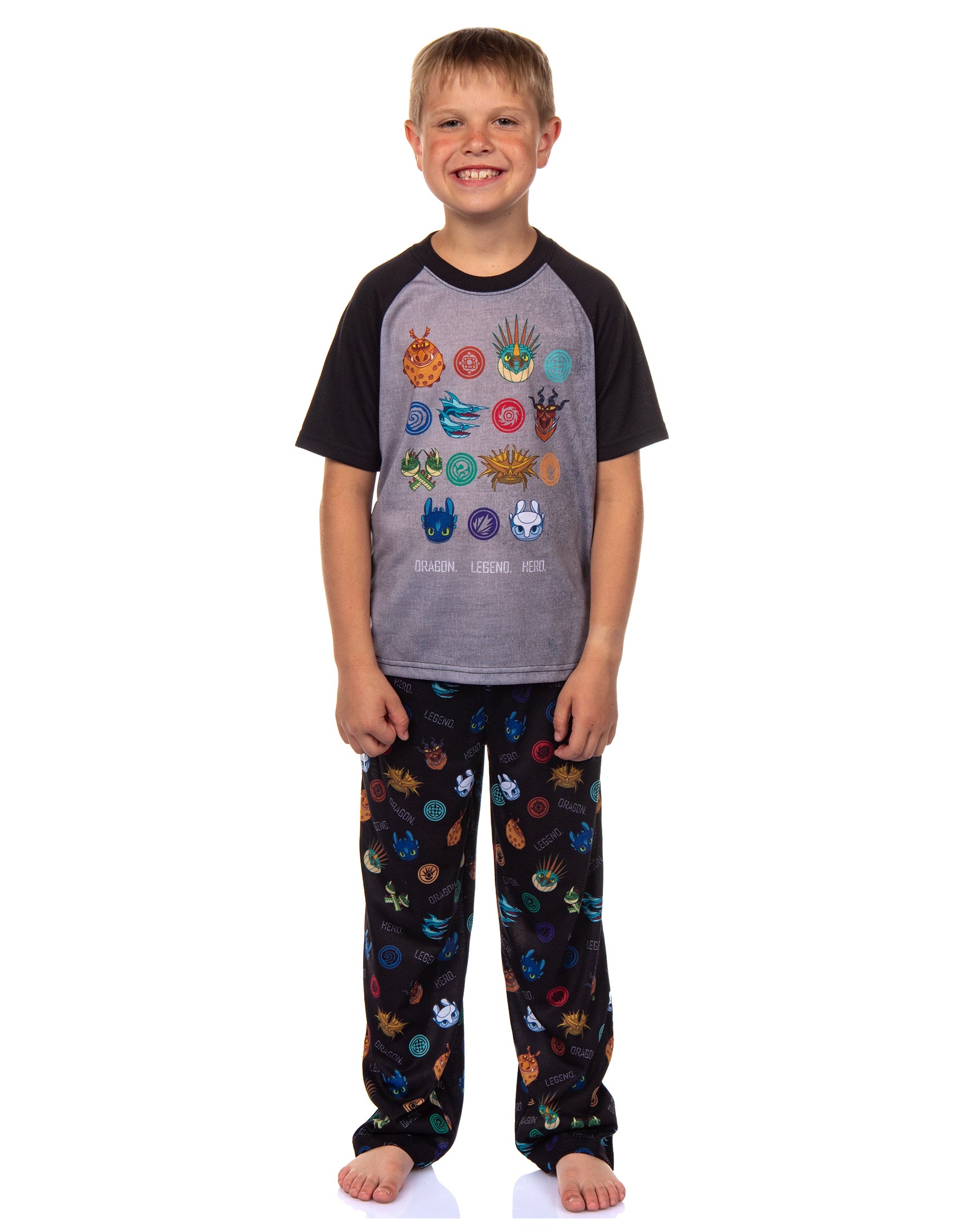 How to Train Your Dragon Boys' Toothless Class Raglan Pajama Pant Set