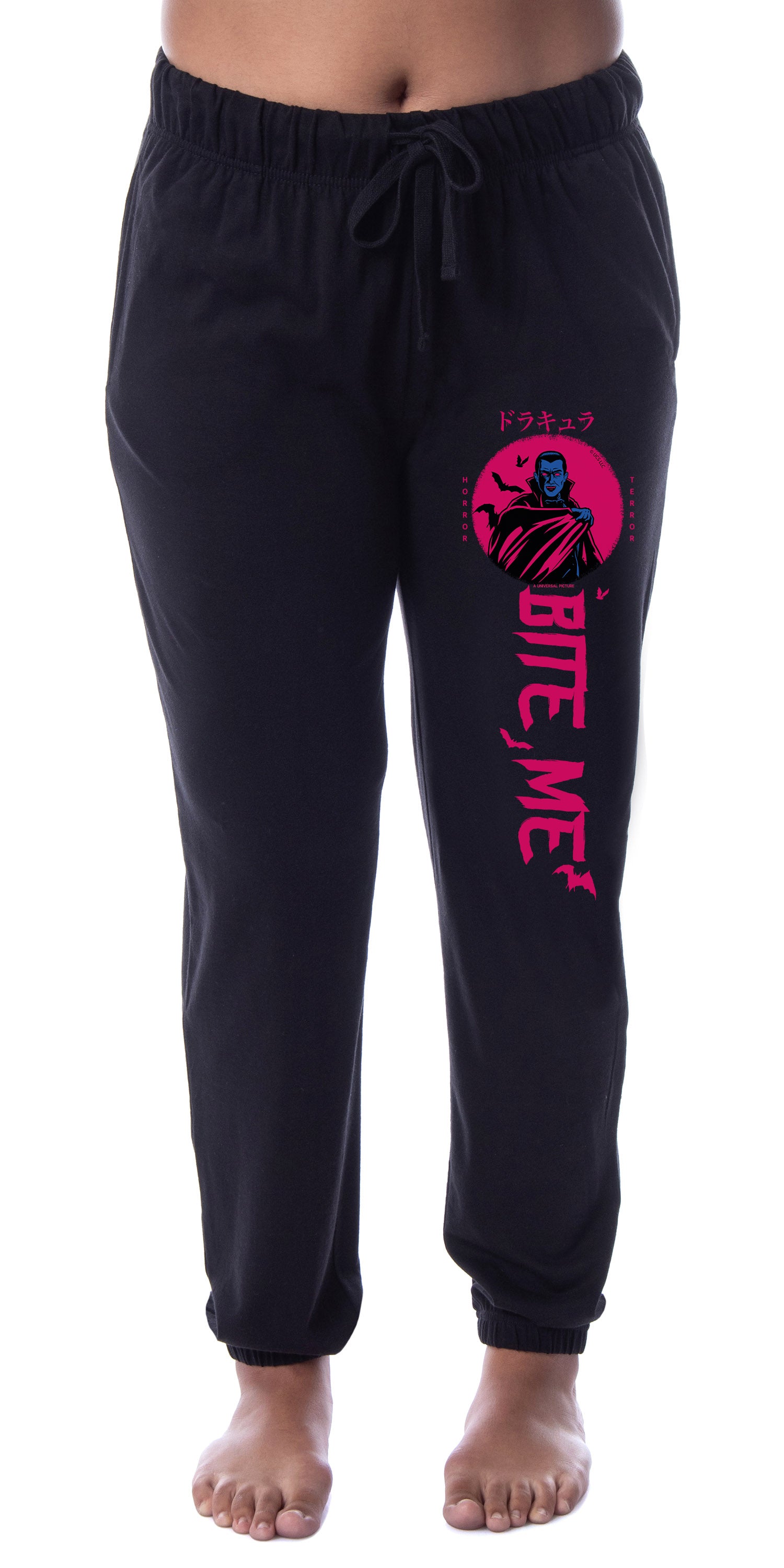 Universal Monsters Womens' Dracula Character Halloween Bite Me Horror Terror Sleep Jogger Pajama Pants