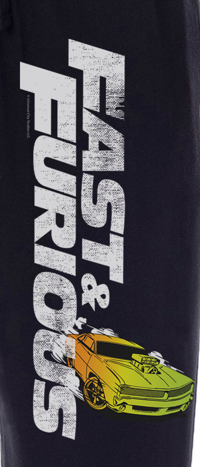 Fast & Furious Mens' Action Movie Film Title Logo Sleep Pajama Pants
