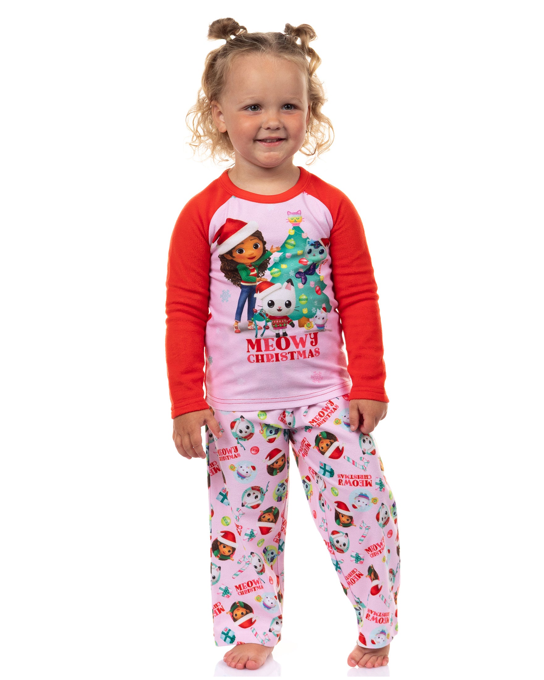 Gabby's Dollhouse Toddler Girls' Meowy Christmas Show Sleep Pajama Set