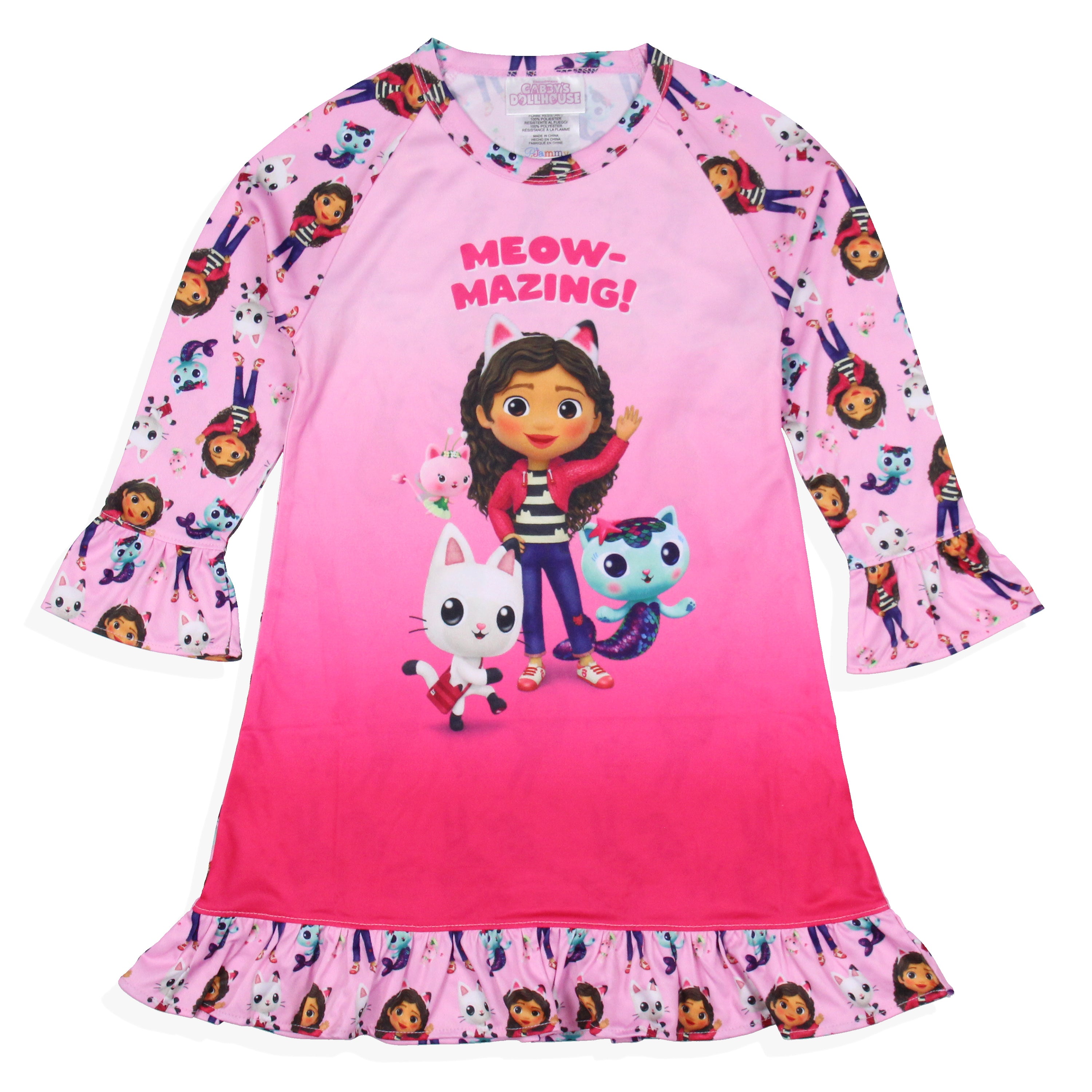 Gabby's Dollhouse Toddler Girls' Meow-Mazing! Sleep Pajama Dress Nightgown