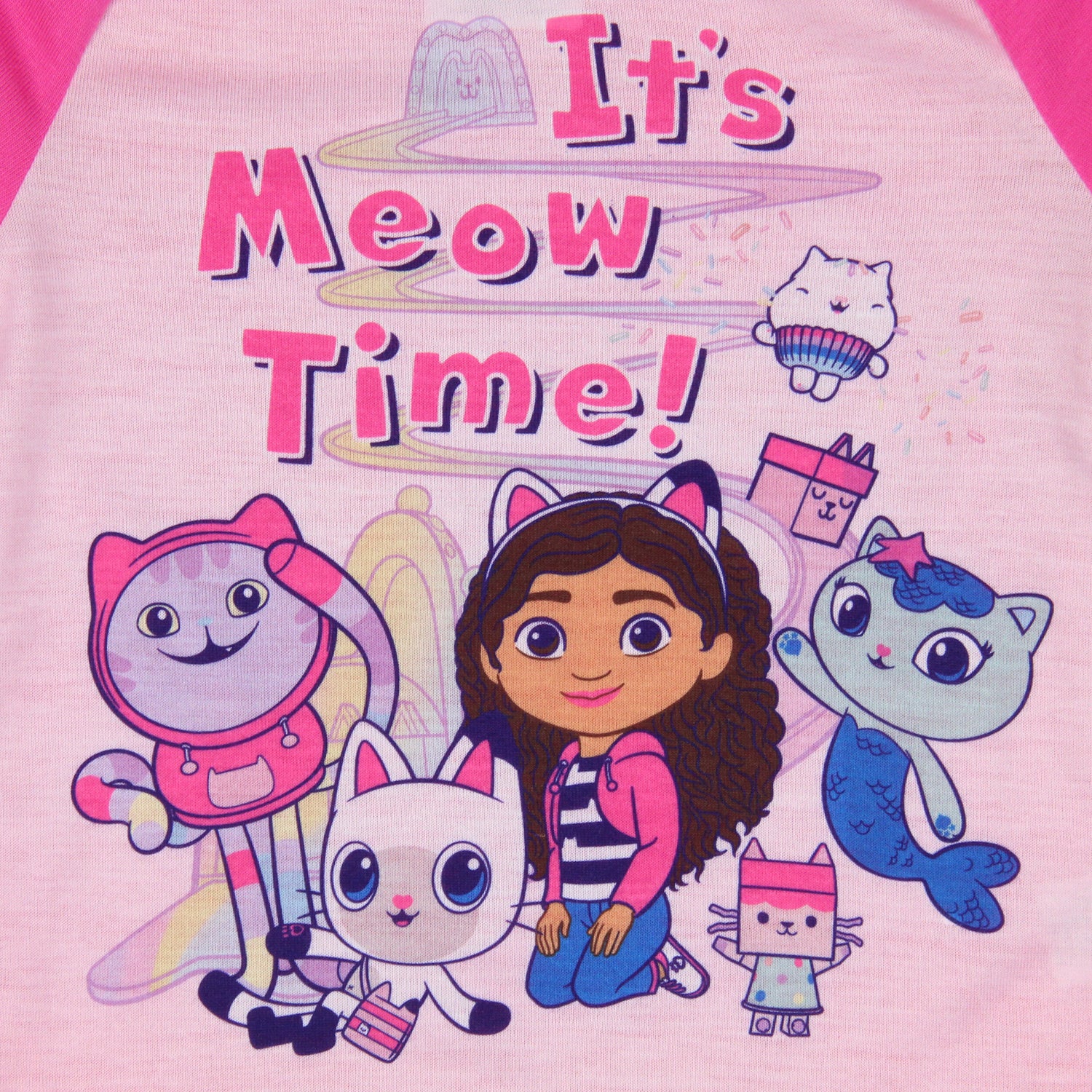 Gabbys Dollhouse Toddler Girl's Meow Time! Raglan Top Pajama 2 Piece Set