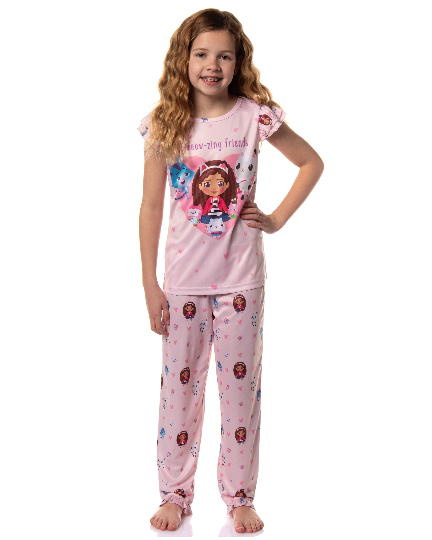 Gabby's Dollhouse Girls' A-Meow-Zing Friends 2-Piece Pajama Sleep Set