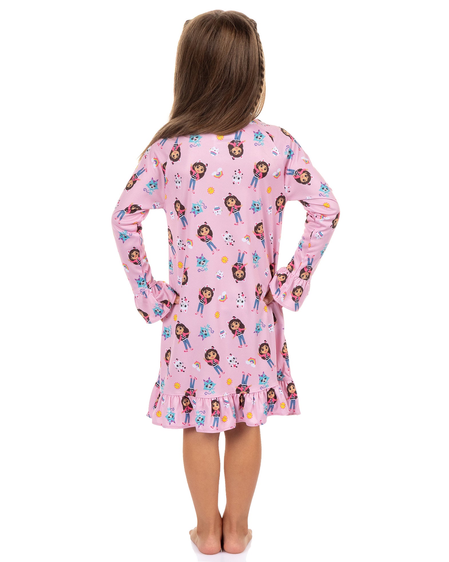 Gabby's Dollhouse Pajama Toddler Girl's Long Sleeve Ruffle Nightgown