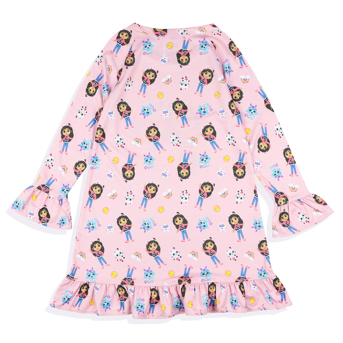 Gabby's Dollhouse Pajama Toddler Girl's Long Sleeve Ruffle Nightgown