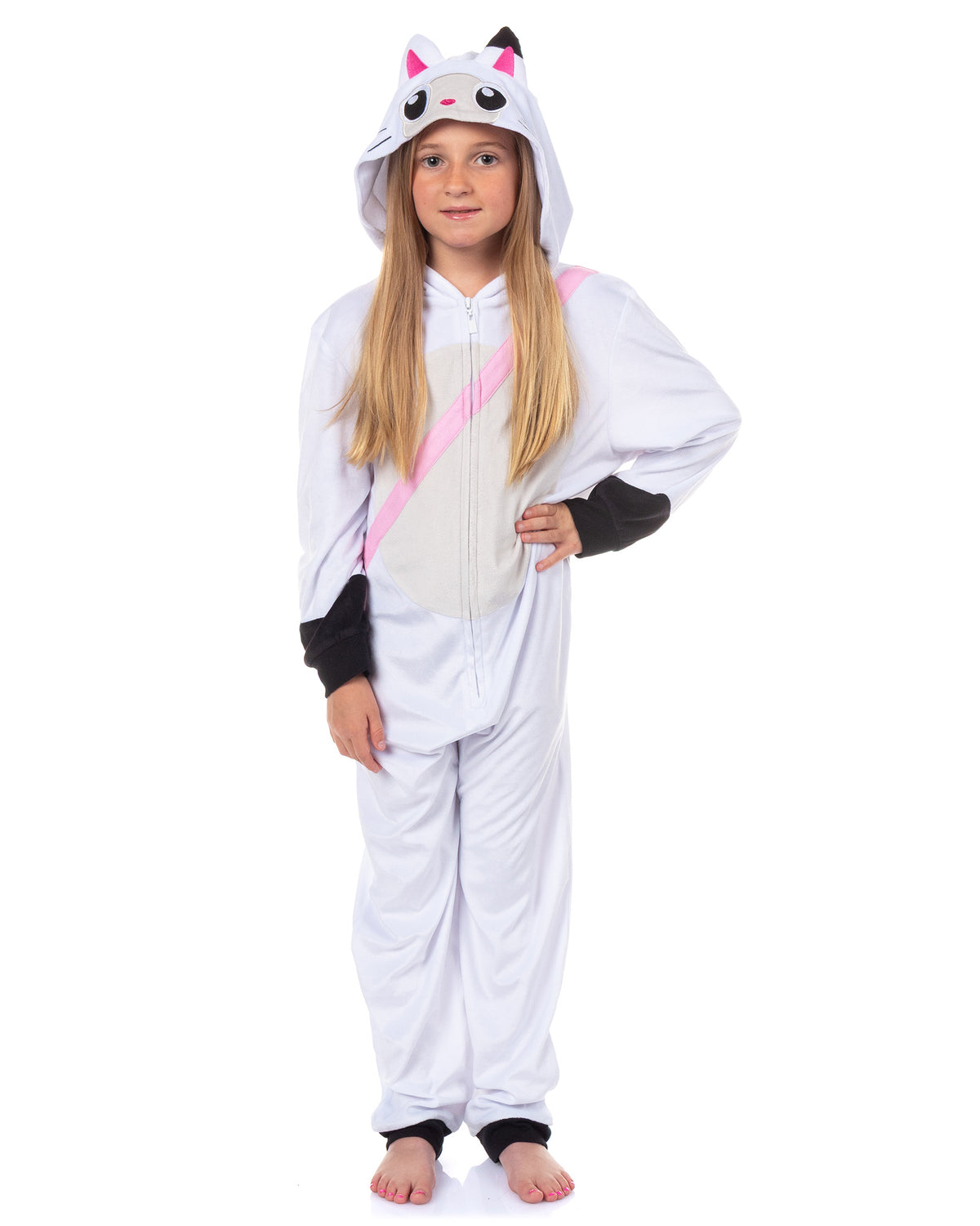 Gabby's Dollhouse Union Suit Girls' Pandy Paws Full Zip Pajamas