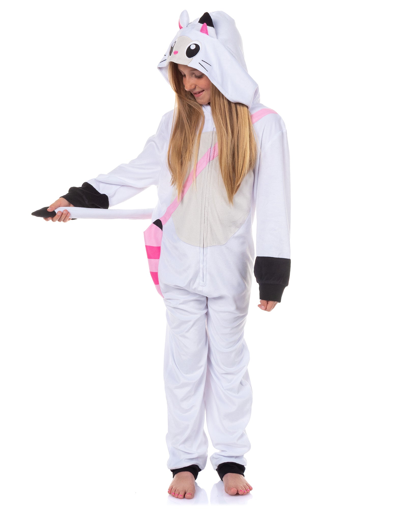 Gabby's Dollhouse Union Suit Girls' Pandy Paws Full Zip Pajamas