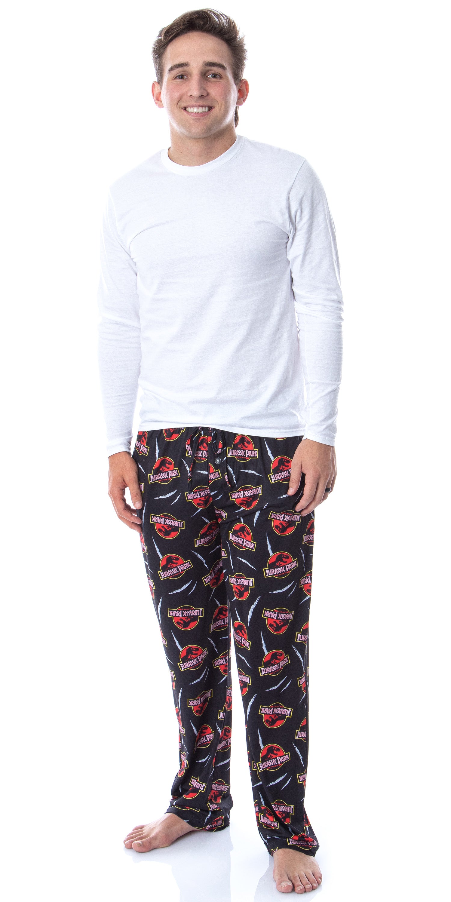 Jurassic Park Mens' Dinosaur Film Logo Scratches Sleep Pajama Pants
