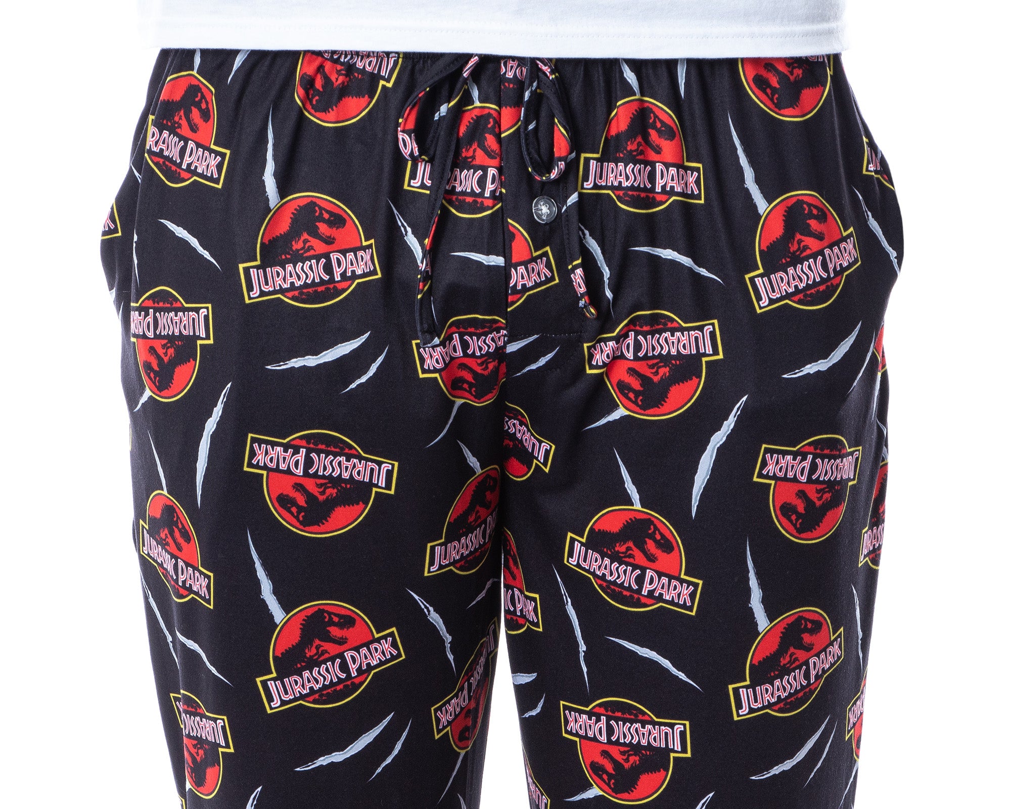 Jurassic Park Mens' Dinosaur Film Logo Scratches Sleep Pajama Pants