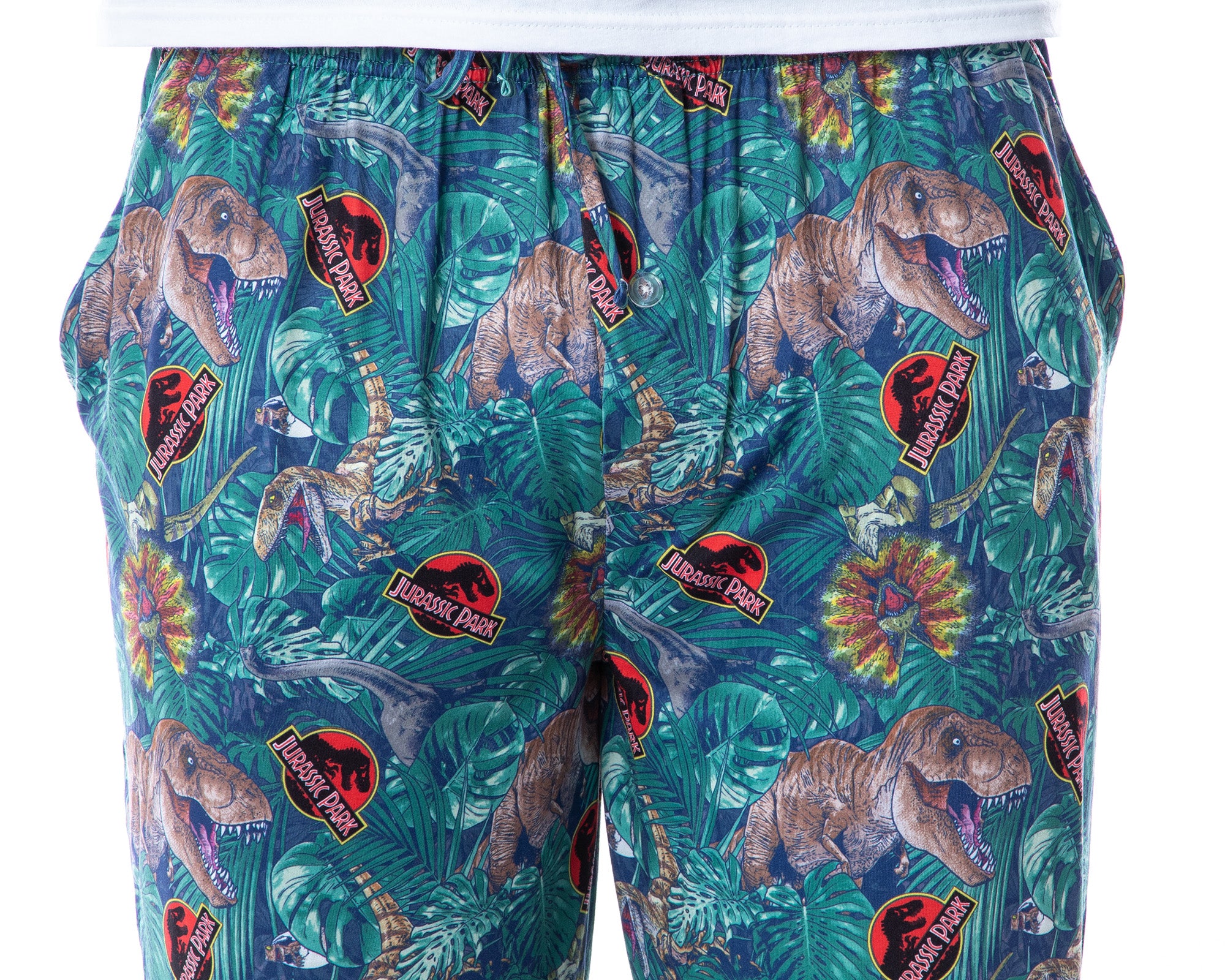 Jurassic Park Mens' Dinosaur Film Logo Tropical Sleep Pajama Pants