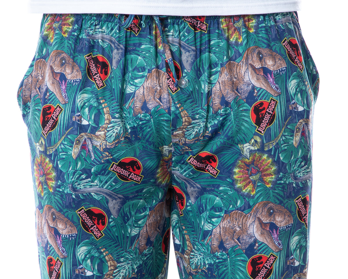 Jurassic Park Mens' Dinosaur Film Logo Tropical Sleep Pajama Pants