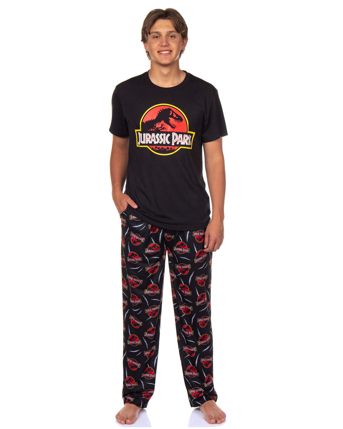 Jurassic Park Pajamas Men's Logo Claw Slash Design 2-Piece PJ Lounge Set