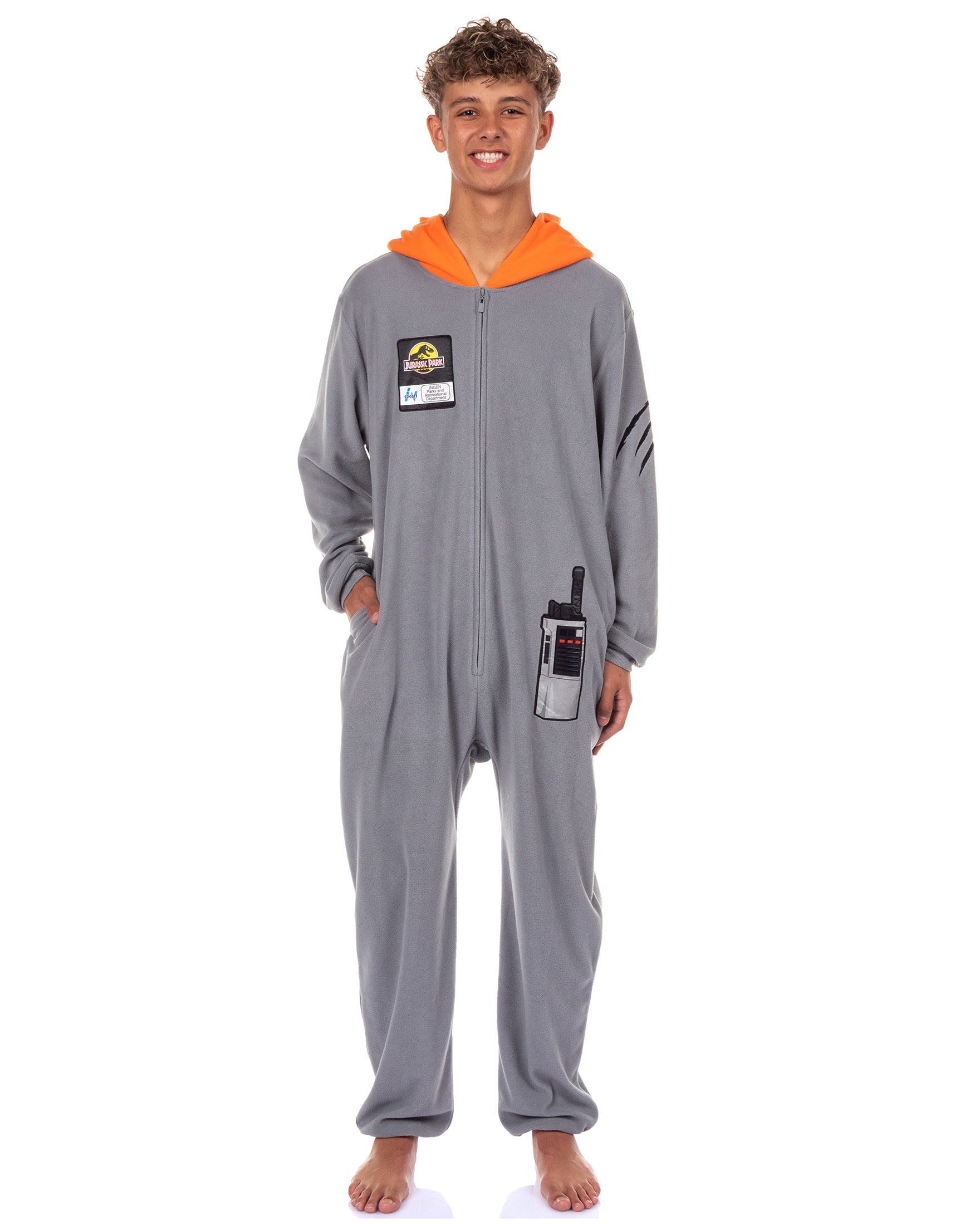 Jurassic Park Union Suit Adult Crew Member One Piece Hooded Costume Pajama