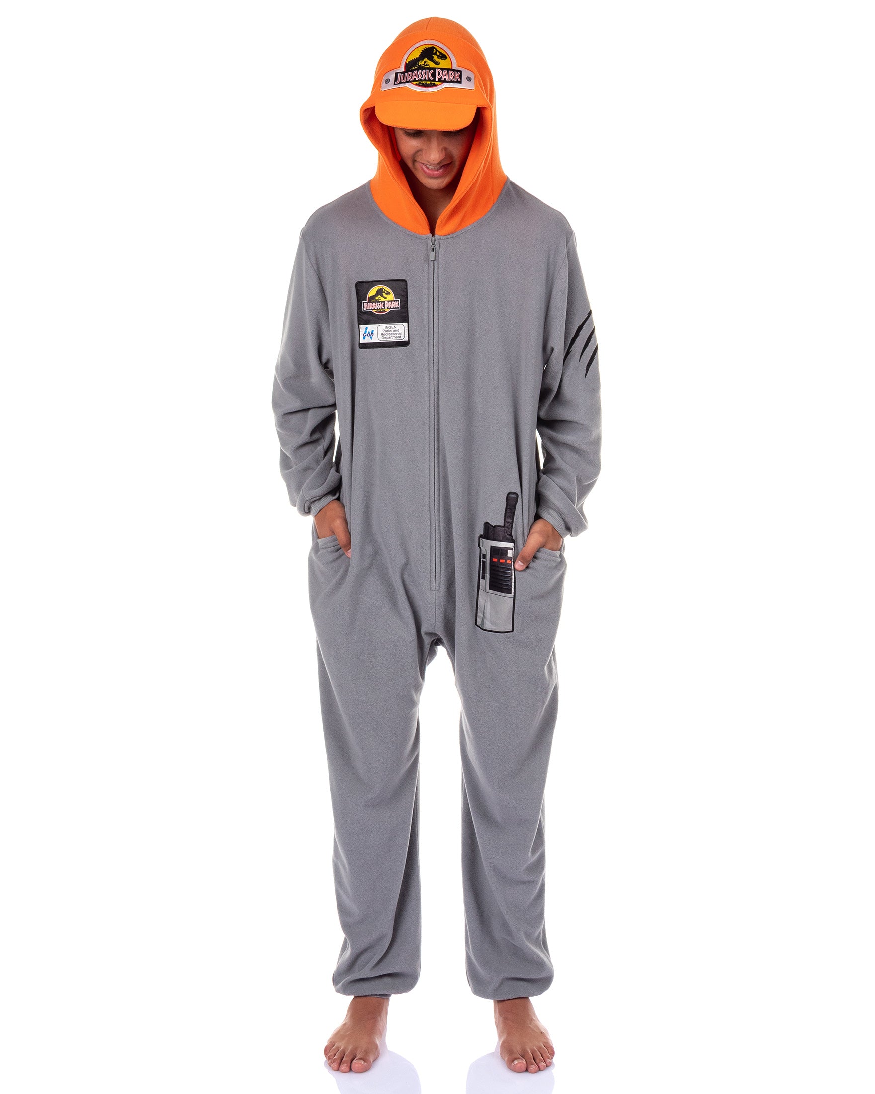 Jurassic Park Union Suit Adult Crew Member One Piece Hooded Costume Pajama