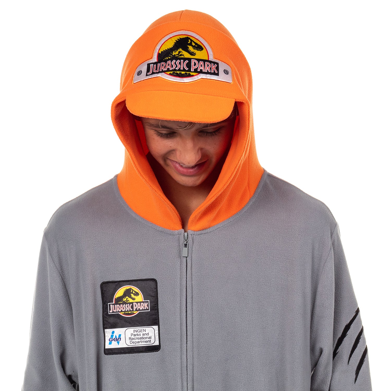 Jurassic Park Union Suit Adult Crew Member One Piece Hooded Costume Pajama