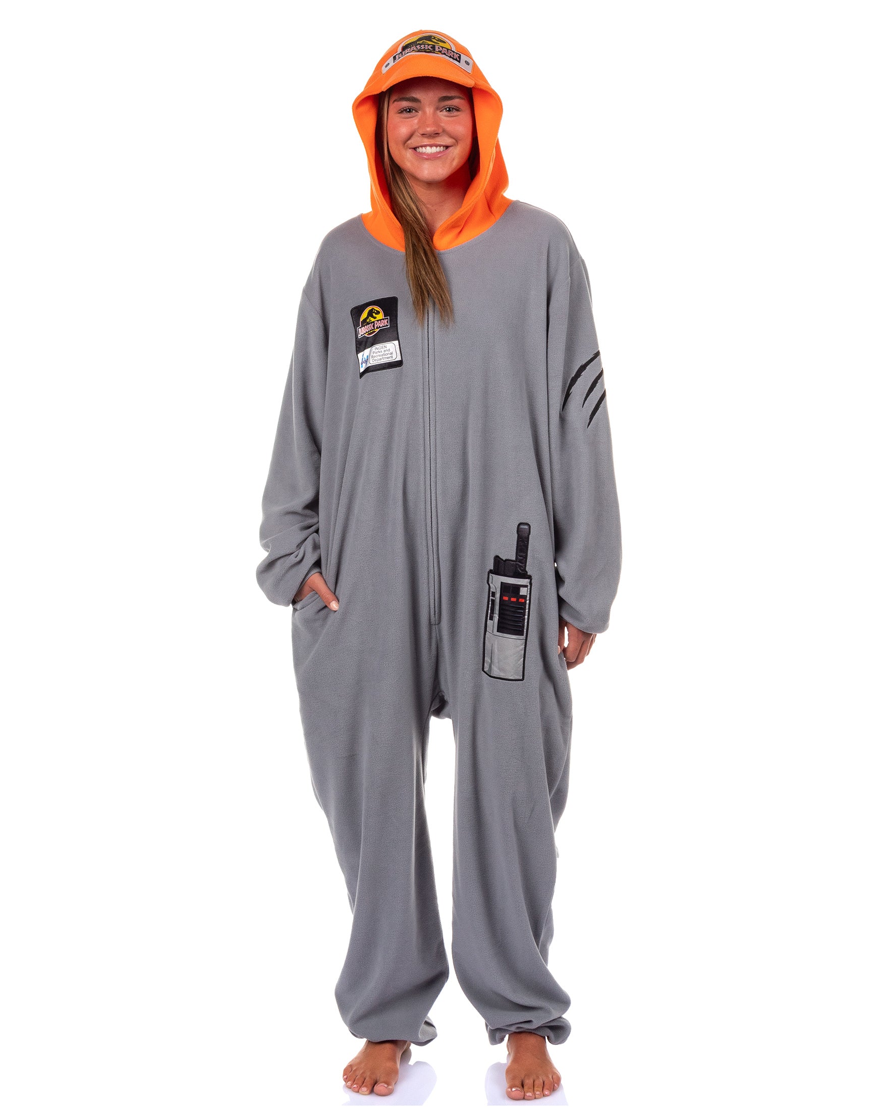 Jurassic Park Union Suit Adult Crew Member One Piece Hooded Costume Pajama