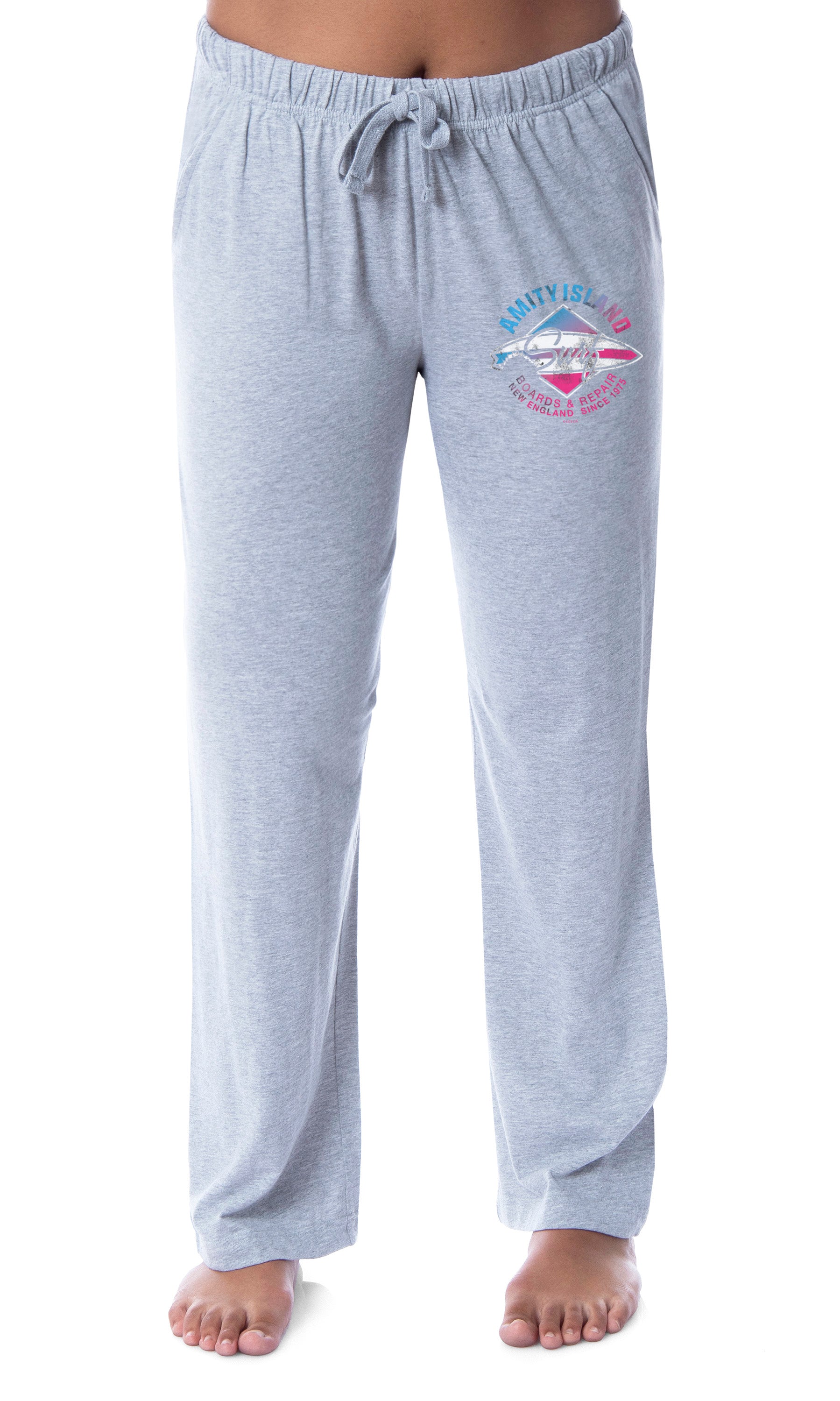 Jaws Womens' Amity Island Surf Logo Distressed Icon Sleep Pajama Pants