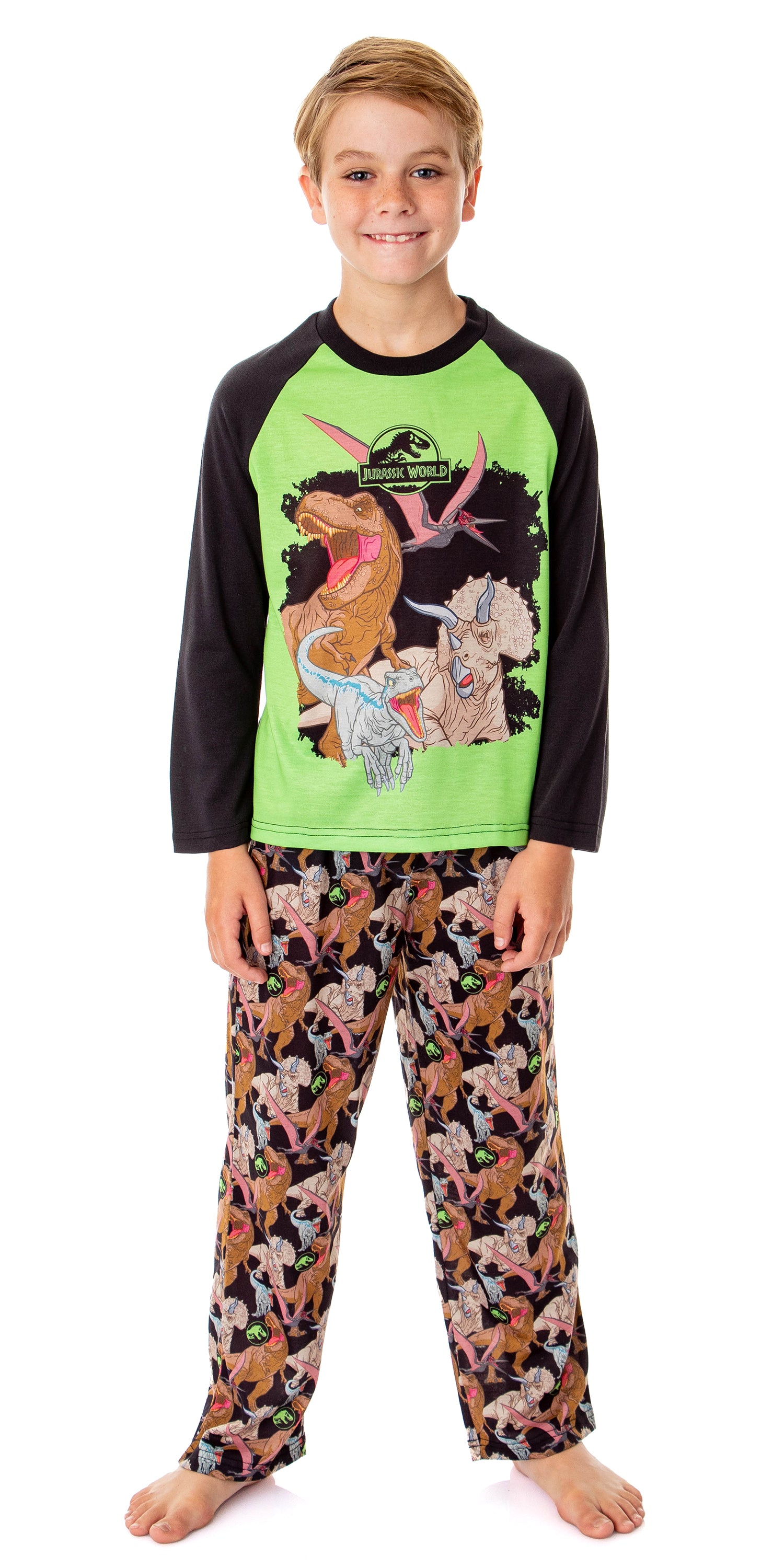 Jurassic World Boys' Movie Film Dinosaurs Roaming Park Logo Pajama Set