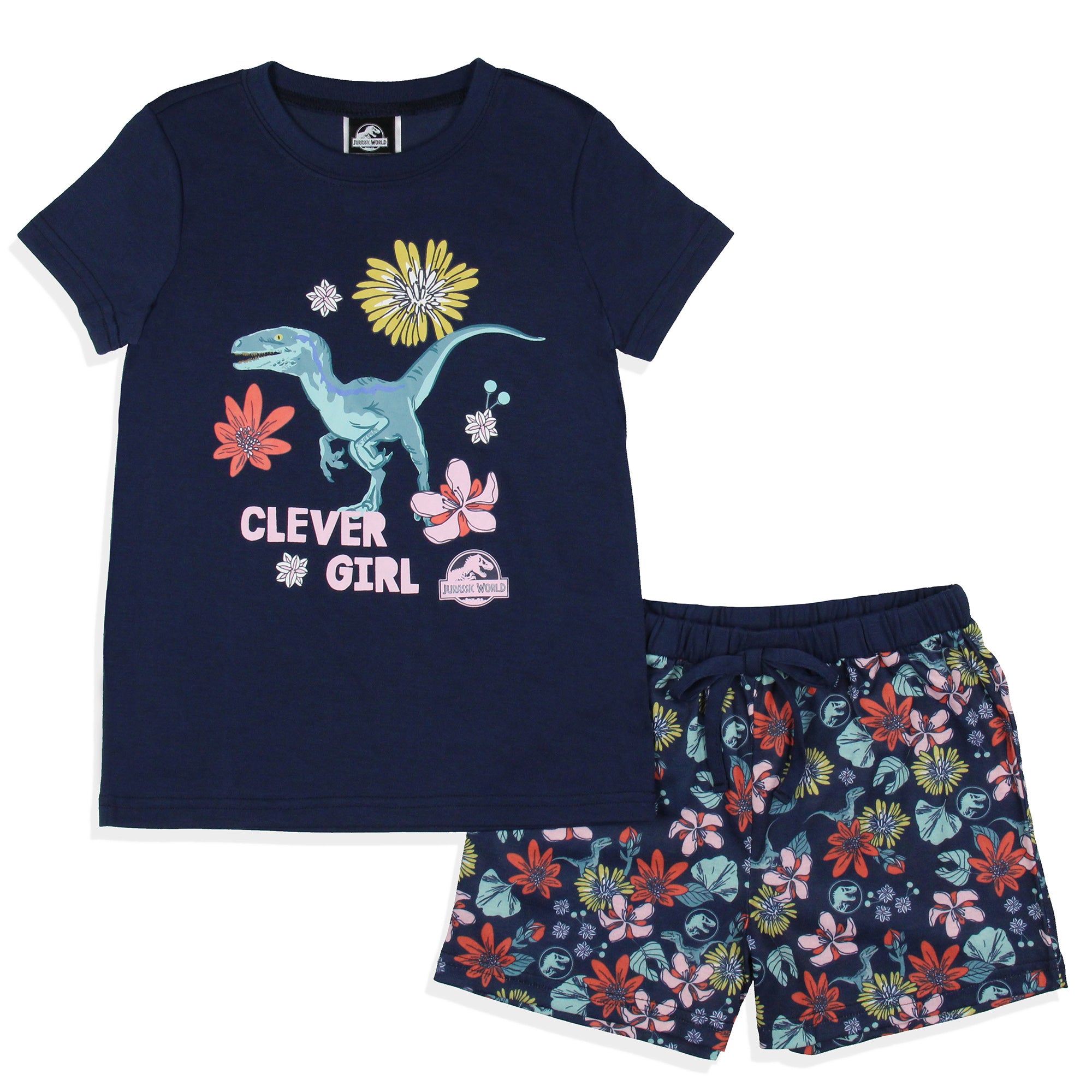 Jurassic World Girls' Movie Film Clever Girl Sleep Pajama Set Shorts
