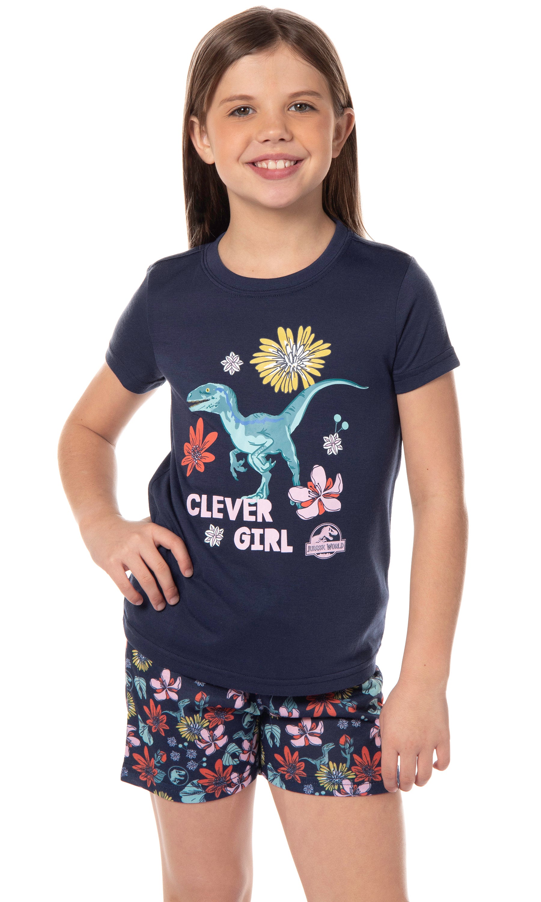 Jurassic World Girls' Movie Film Clever Girl Sleep Pajama Set Shorts