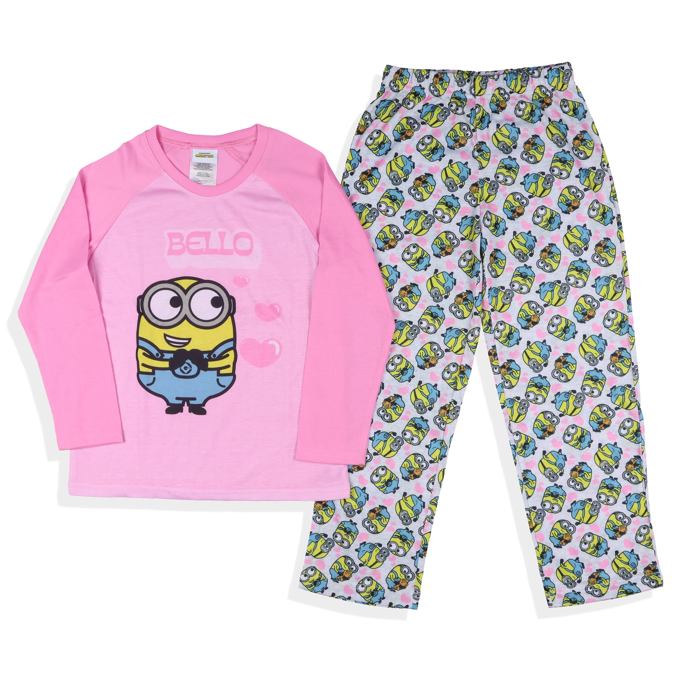 Despicable Me Girls' Minions Chibi Bello Raglan Sleep Pajama Set