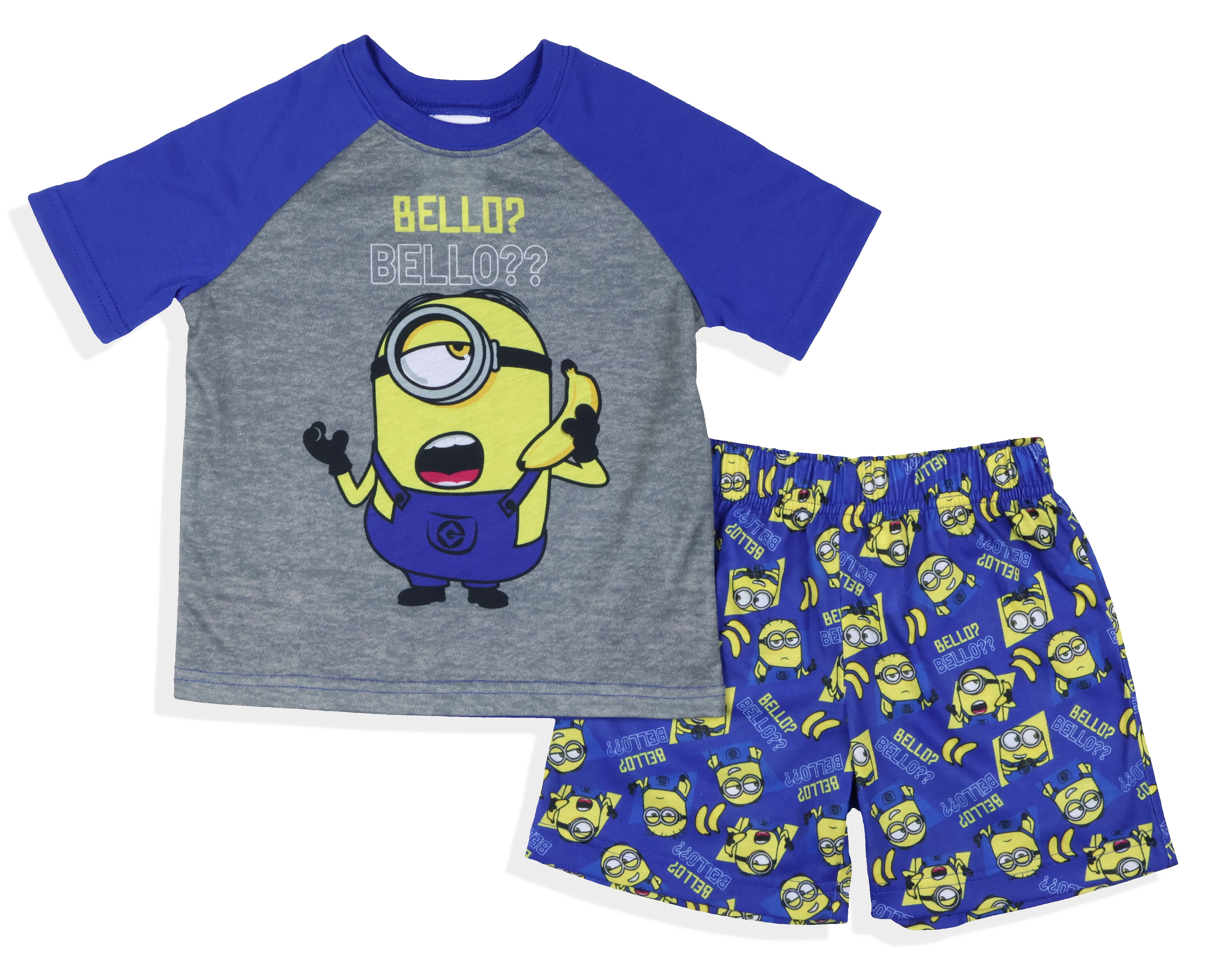 Despicable Me Boys' Minions Bello? Raglan Sleep Pajama Set Shorts Shirt