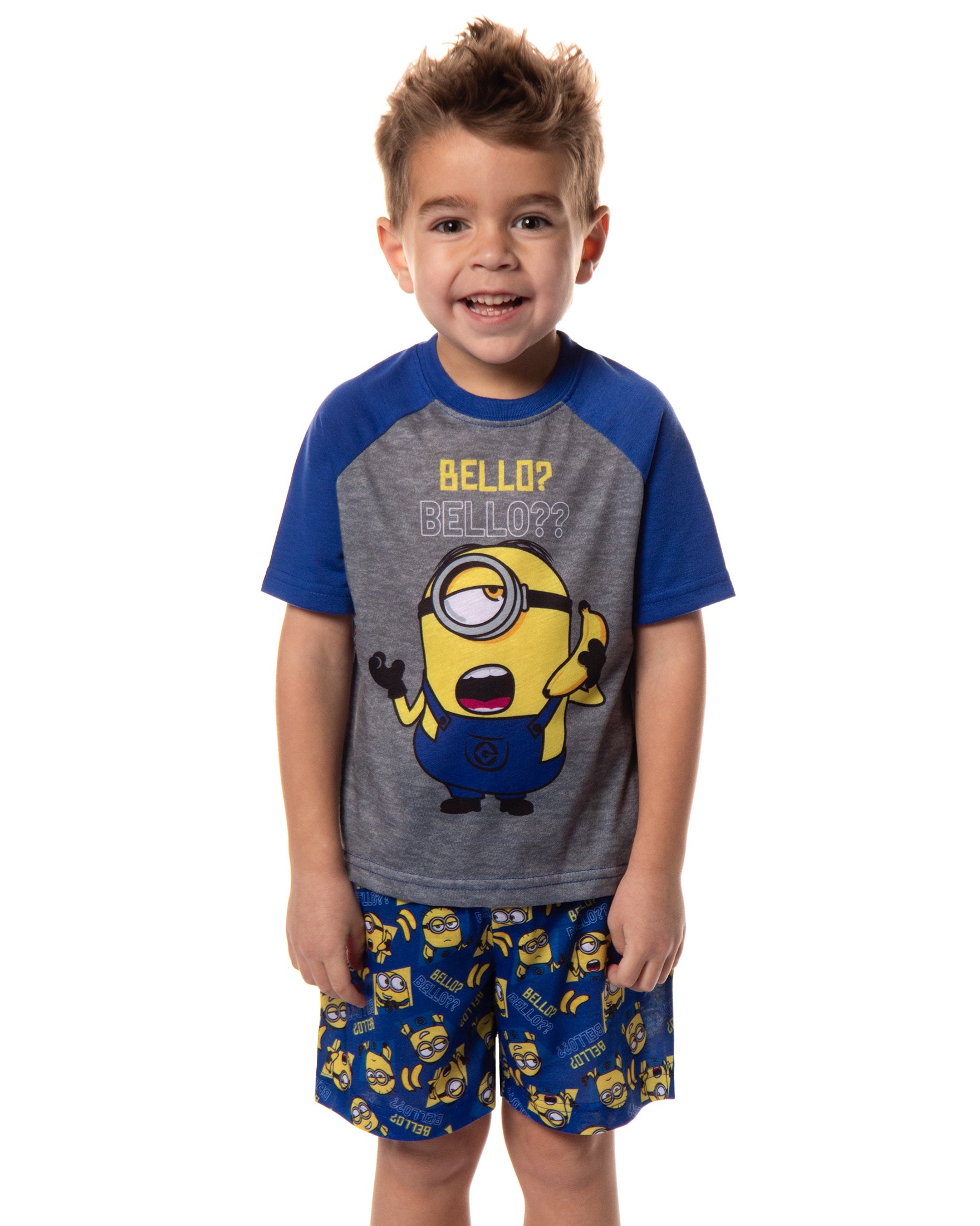 Despicable Me Boys' Minions Bello? Raglan Sleep Pajama Set Shorts Shirt