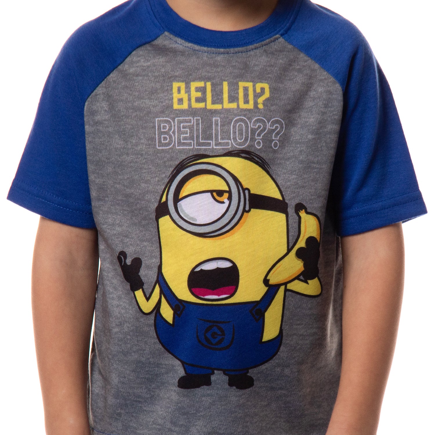 Despicable Me Boys' Minions Bello? Raglan Sleep Pajama Set Shorts Shirt