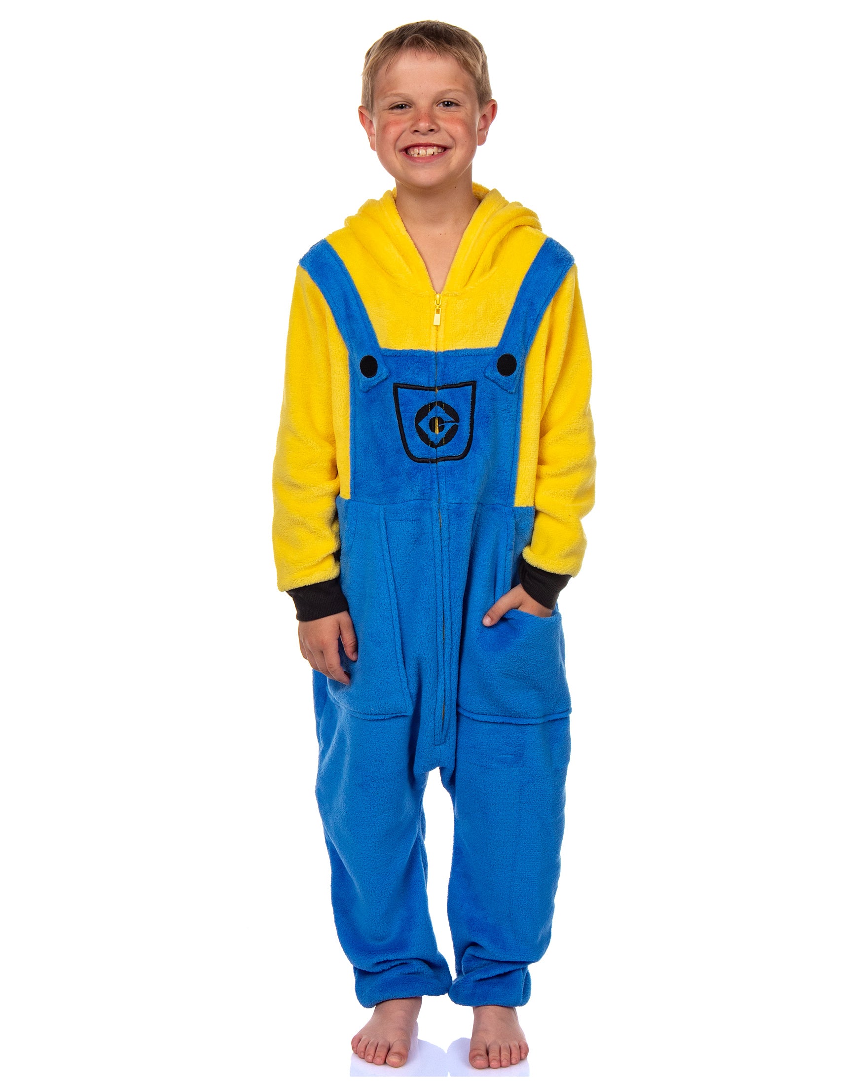 Minions Boys' Kigurumi Union Suit Fleece Hooded Pajamas Kevin and Stuart
