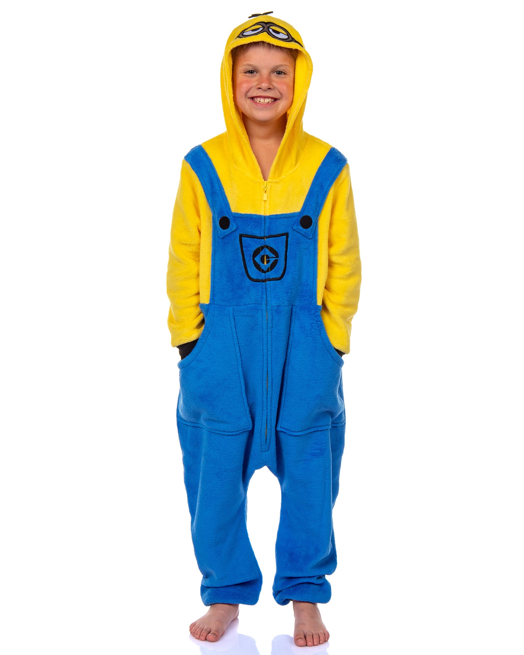 Minions Boys' Kigurumi Union Suit Fleece Hooded Pajamas Kevin and Stuart