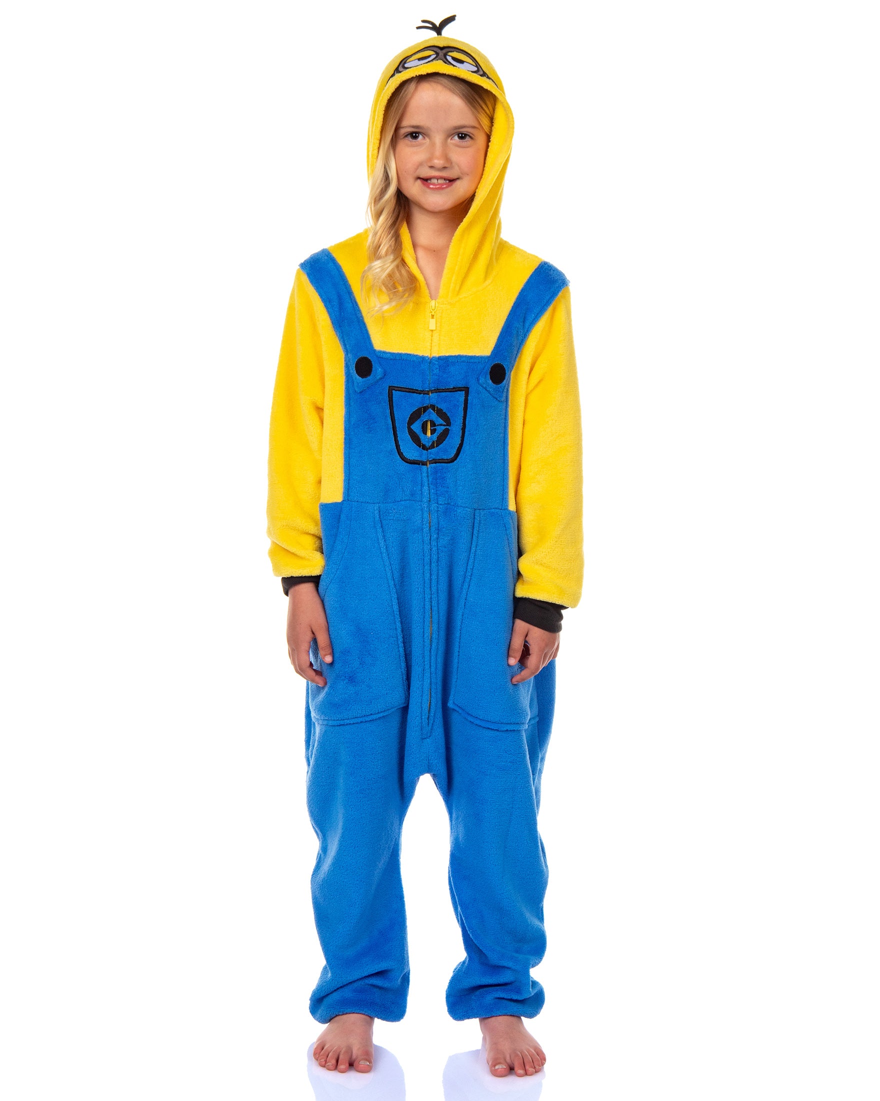 Minions Boys' Kigurumi Union Suit Fleece Hooded Pajamas Kevin and Stuart