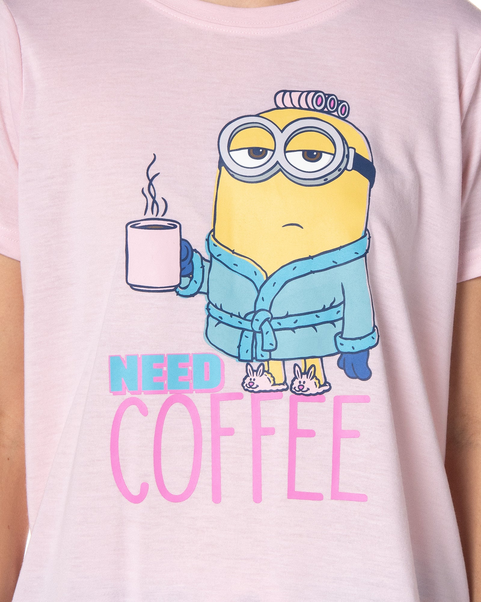 Despicable Me Minions Womens' Need Coffee Character Sleep Pajama Set Shorts
