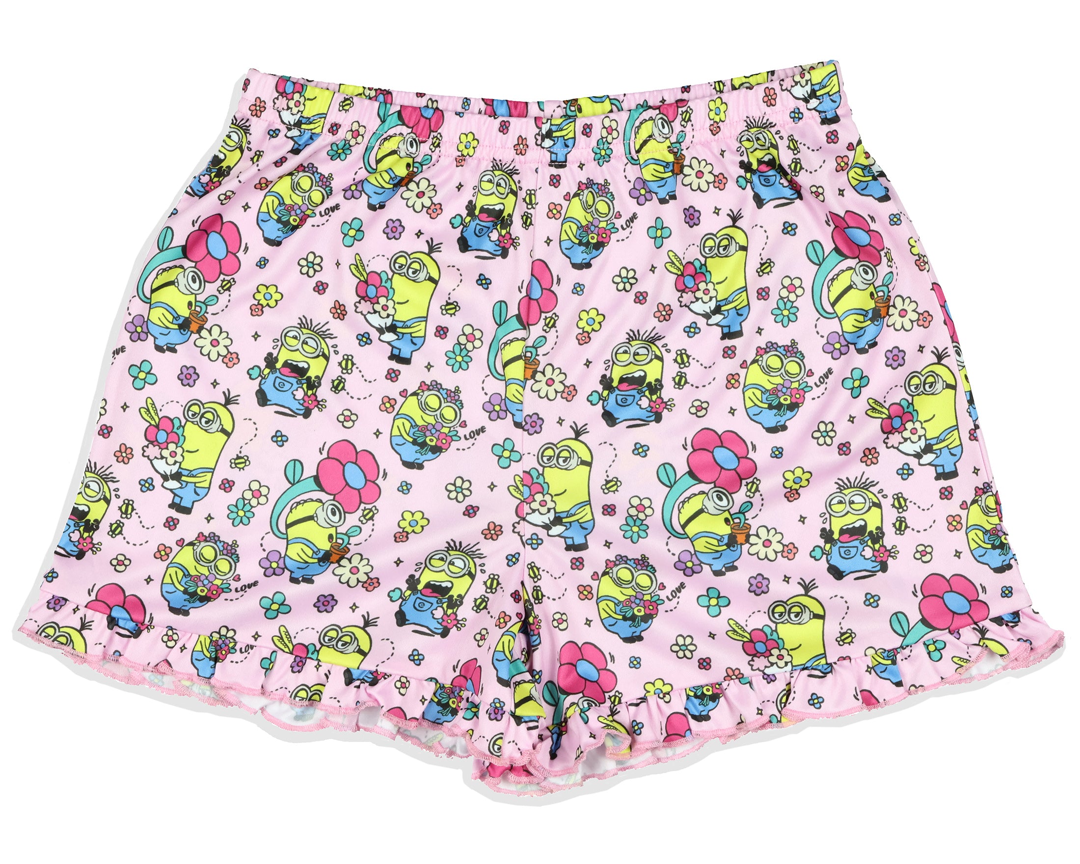 Despicable Me Girls' Flower Bello! Minions Pajama Sleep Set Shorts