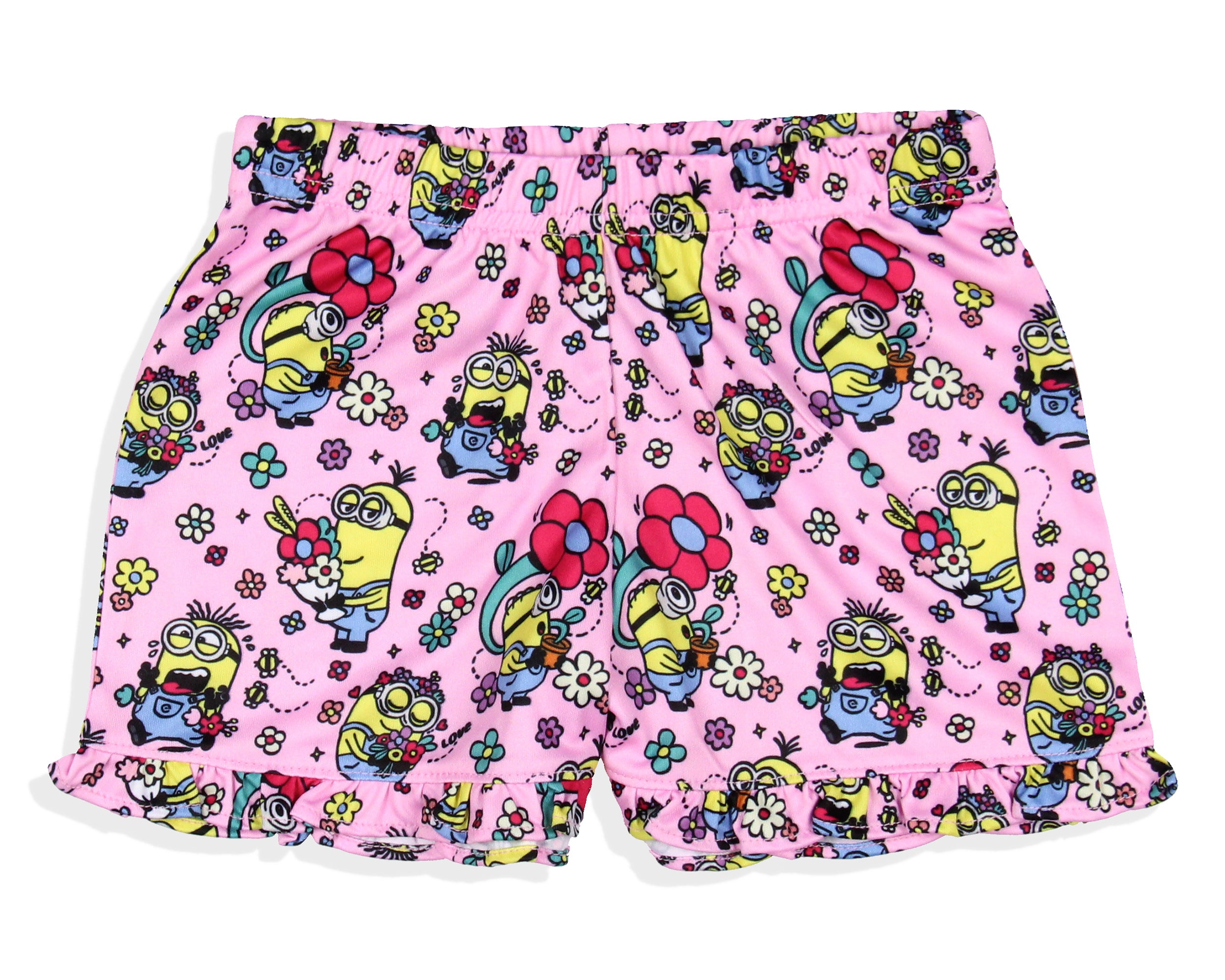 Despicable Me Girls' Flower Bello! Minions Pajama Sleep Set Shorts