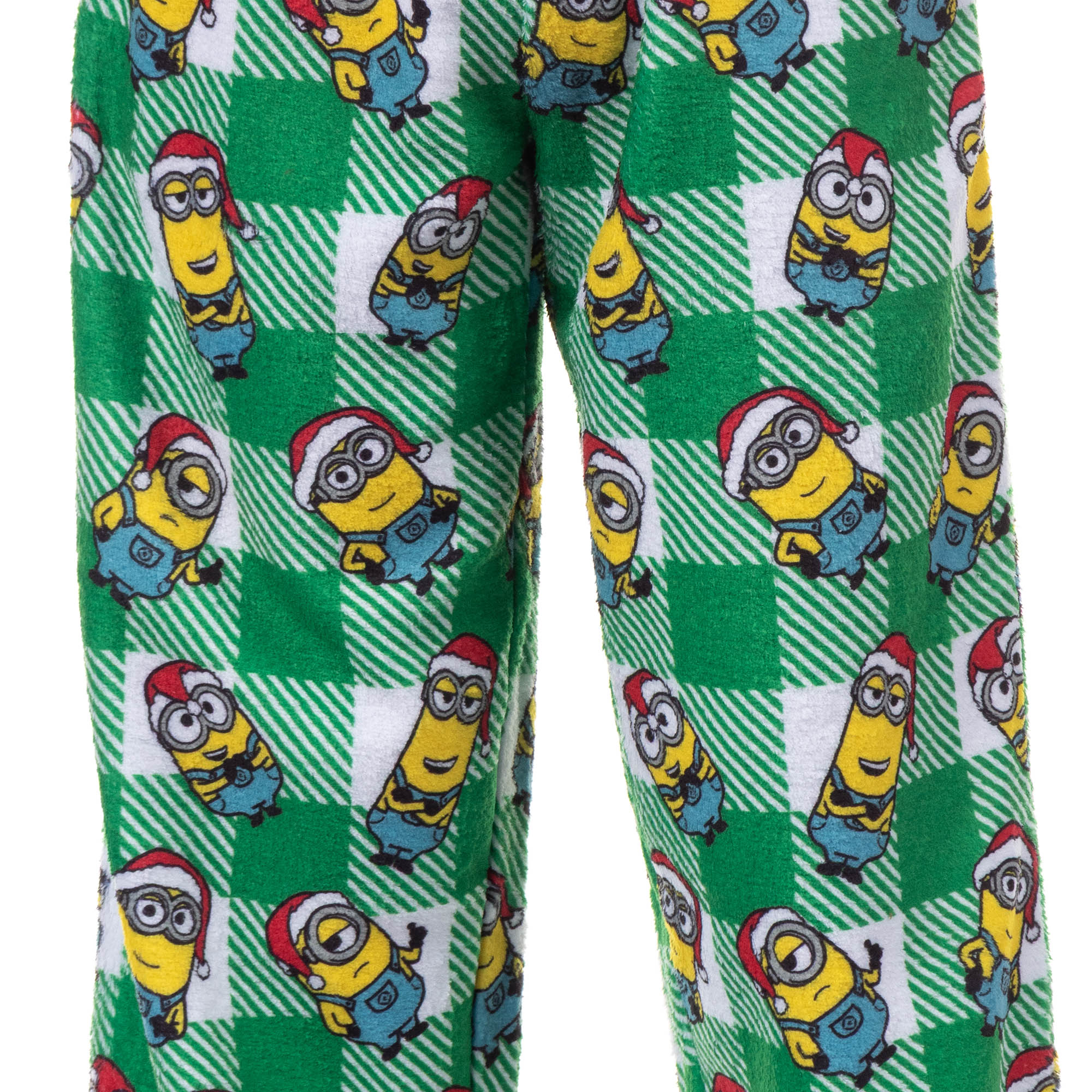 Minions Pajama Pants Boys Christmas Santa Minion Plaid Fleece PJ Bottoms For Kids