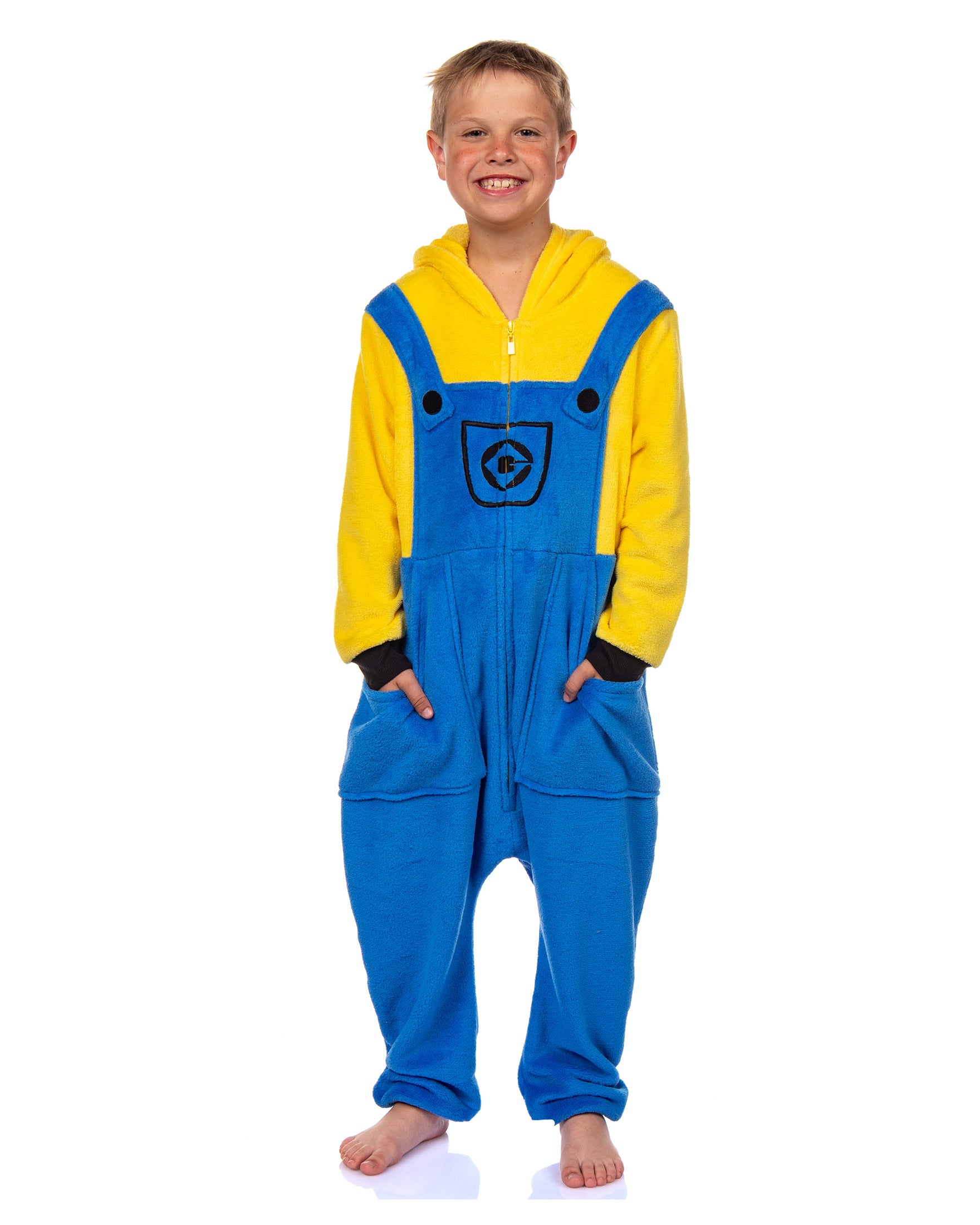 Minions Boys' Kigurumi Union Suit Fleece Hooded Pajamas Kevin and Stuart