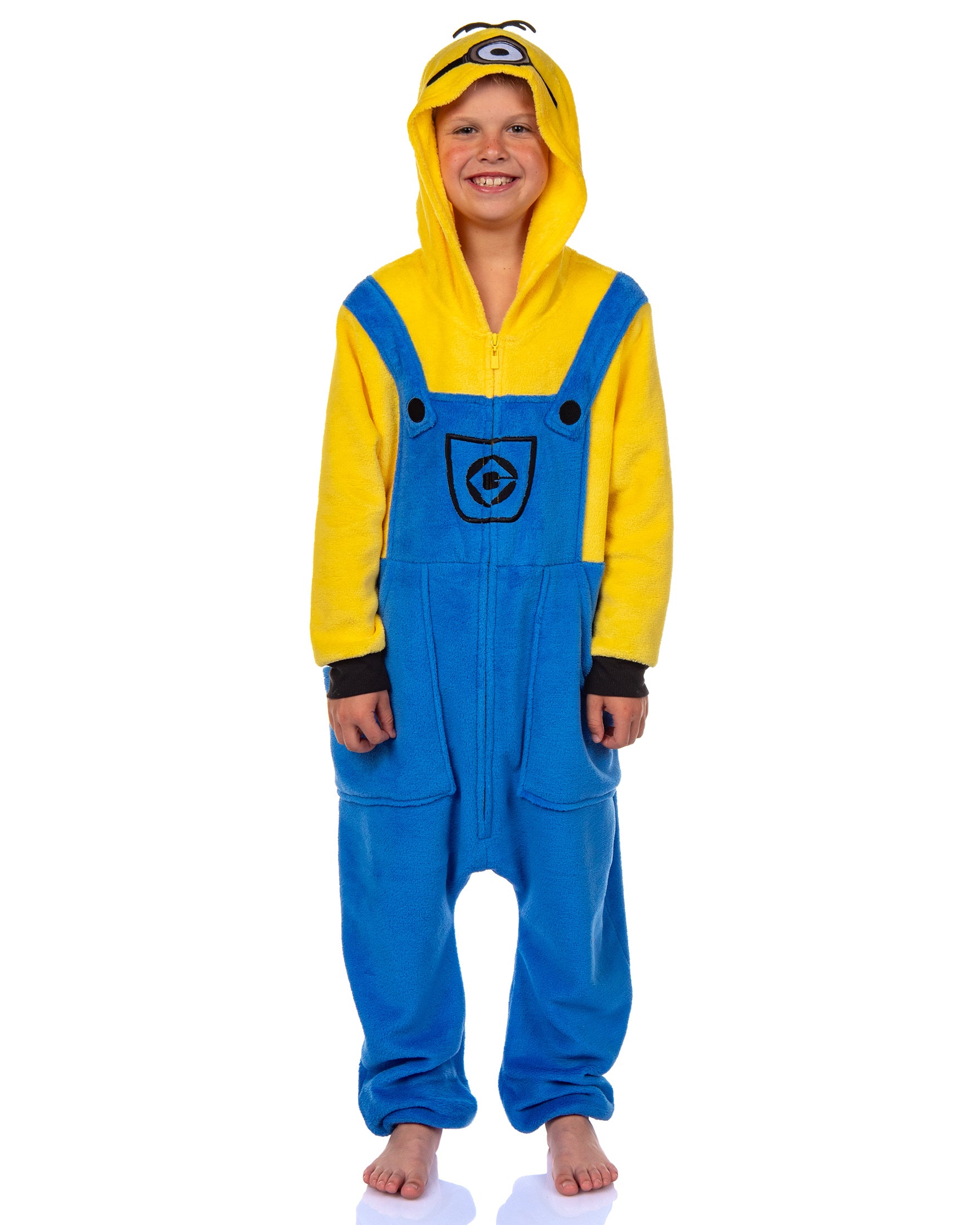 Minions Boys' Kigurumi Union Suit Fleece Hooded Pajamas Kevin and Stuart