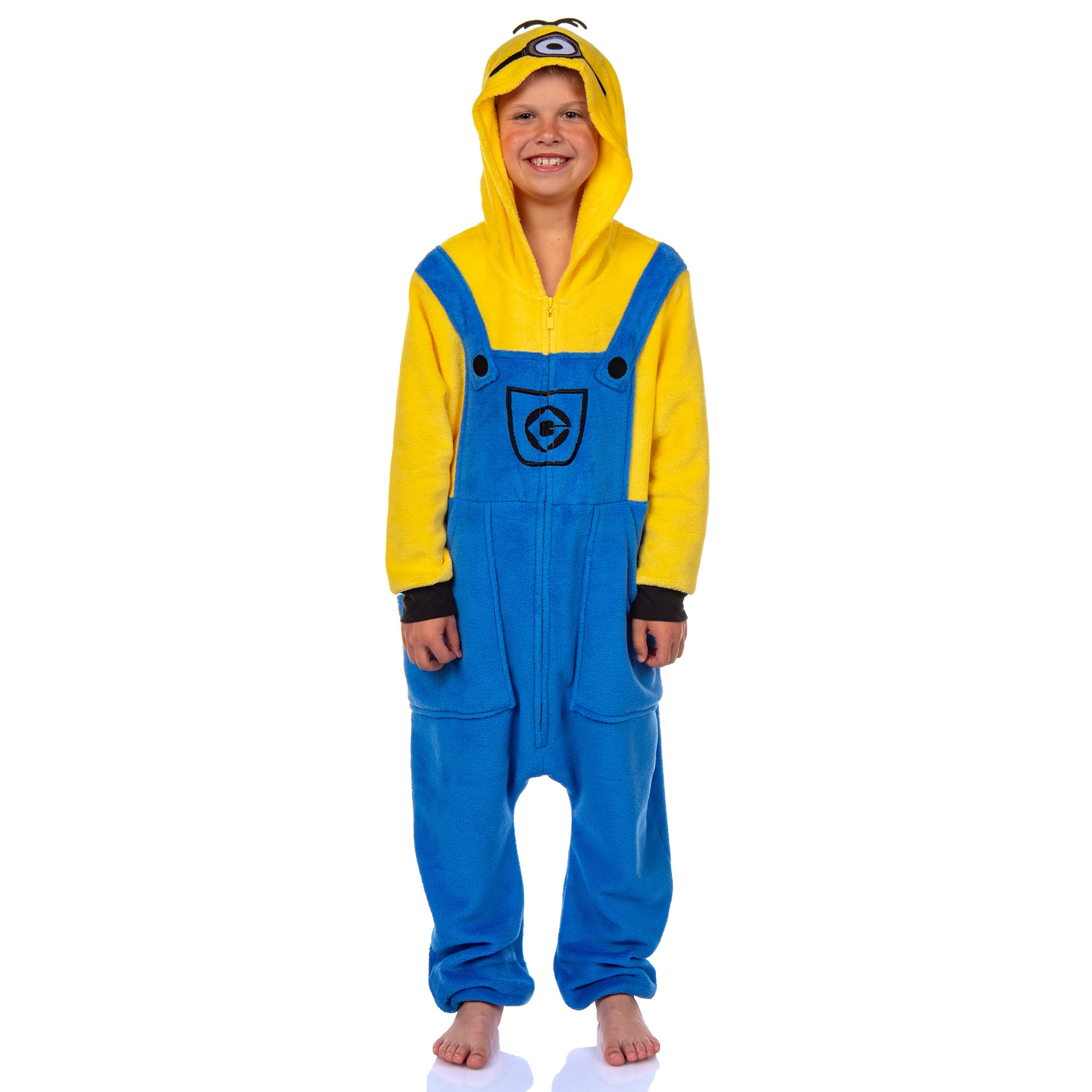Minions Boys' Kigurumi Union Suit Fleece Hooded Pajamas Kevin and Stuart