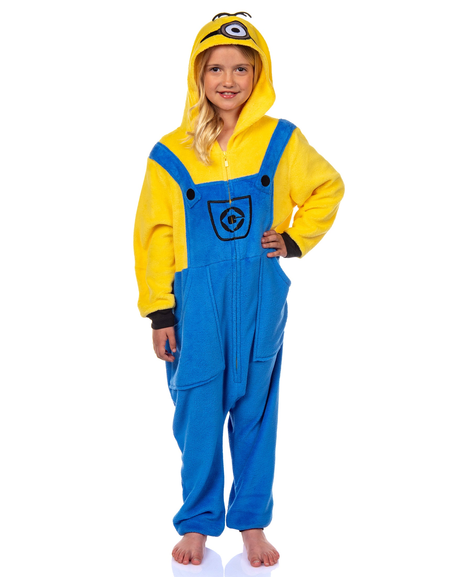 Minions Boys' Kigurumi Union Suit Fleece Hooded Pajamas Kevin and Stuart