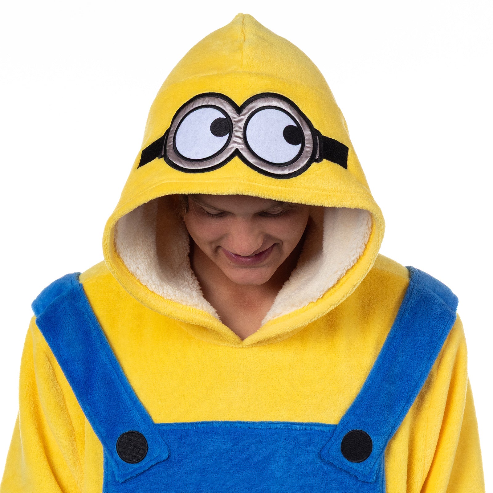 Minions Costume Adult Fleece Oversized Blanket Hoodie Pajama Loungewear
