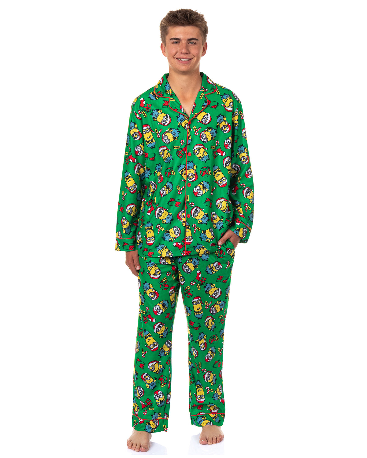 Minions Pajamas Men's Christmas 2-Piece Coat Front Sleep Set