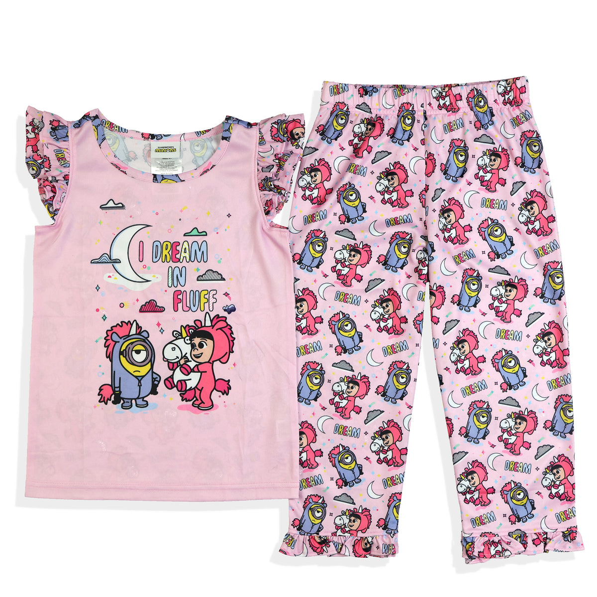 Minions Pajamas Toddler Girls I Dream In Fluff Ruffled Sleep Set