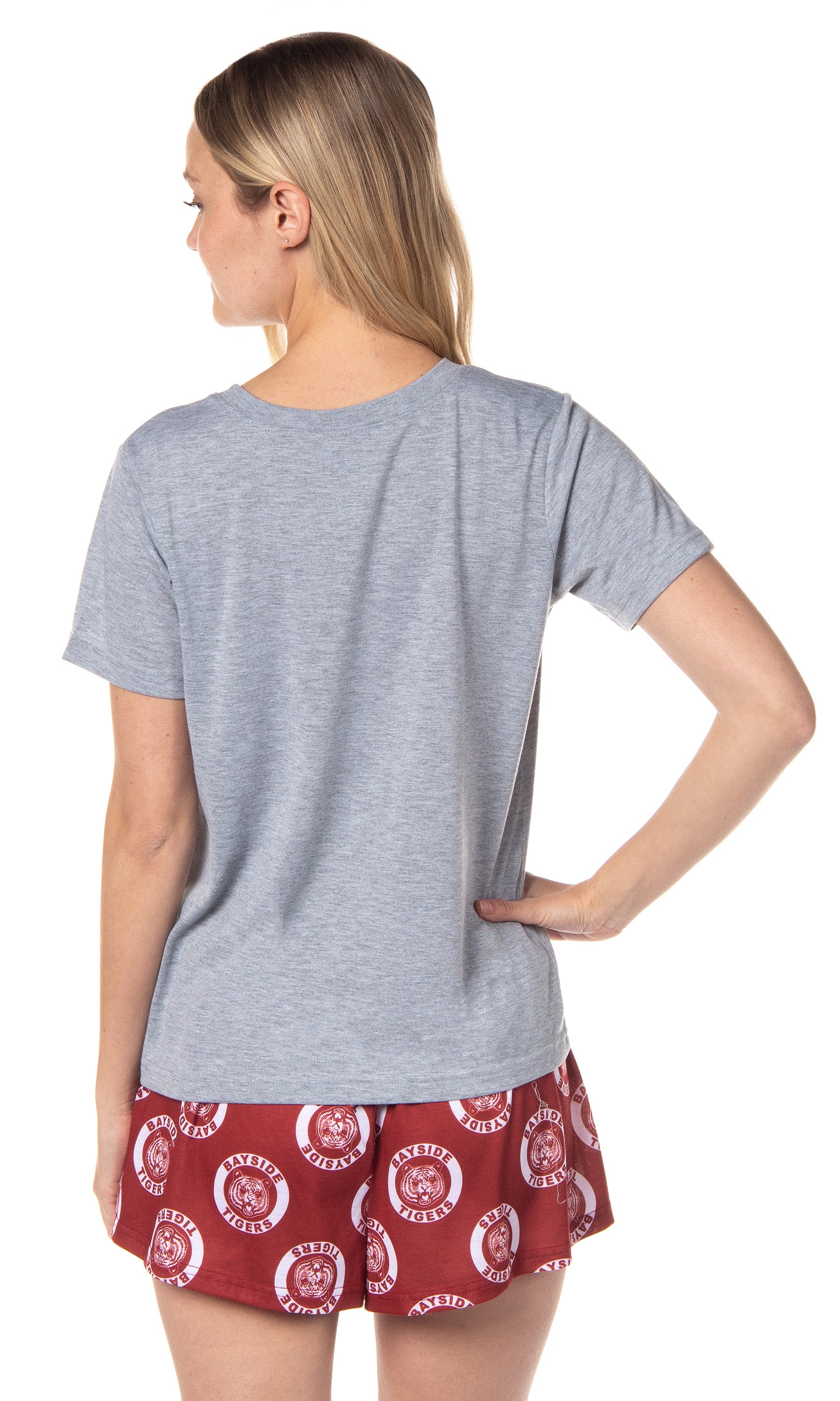 Saved By The Bell Womens' Bayside Tigers High Logo Sleep Pajama Set Shorts