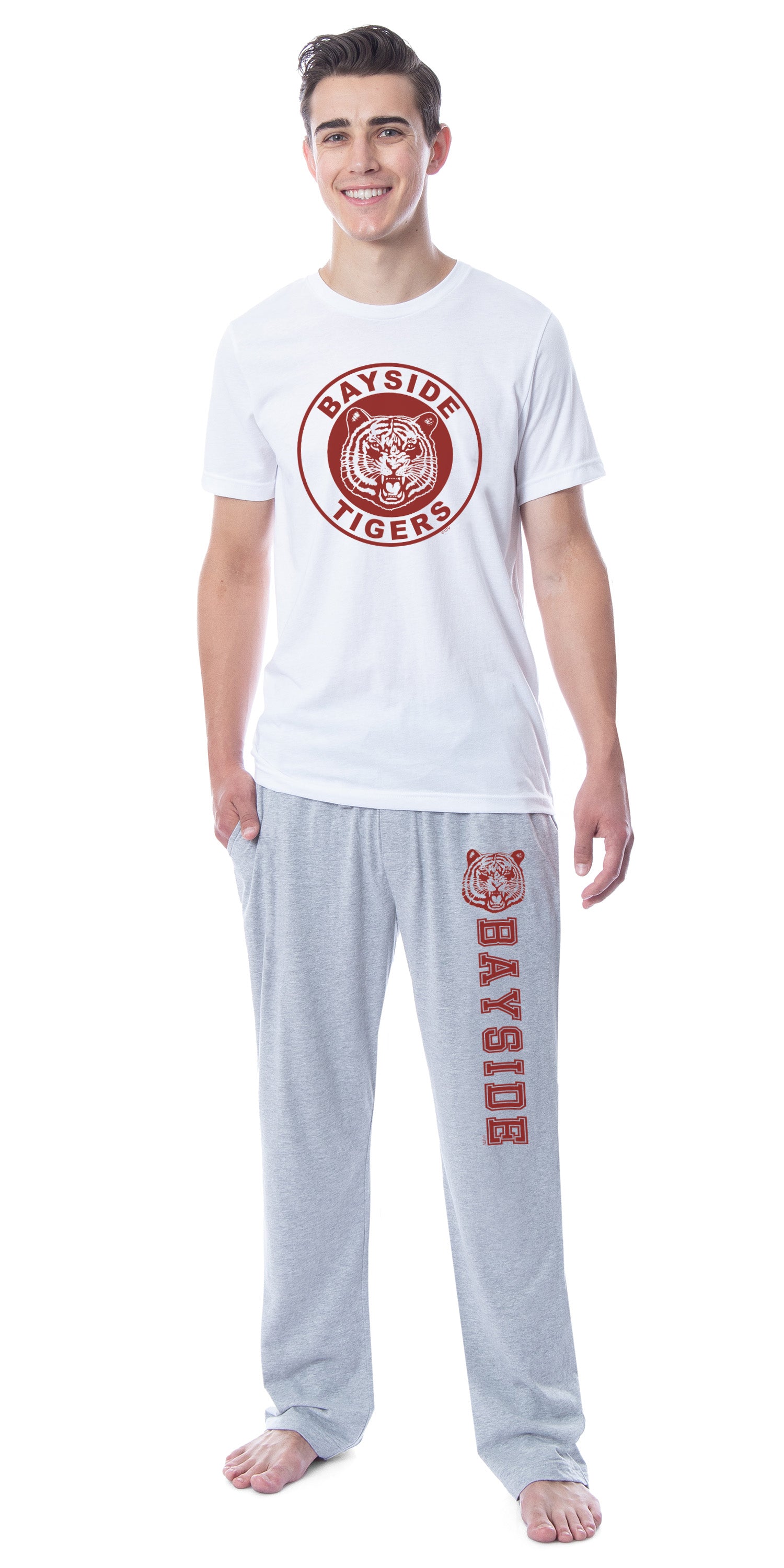 Saved By The Bell Mens' Bayside Tigers Logo Symbol Sleep Pajama Set