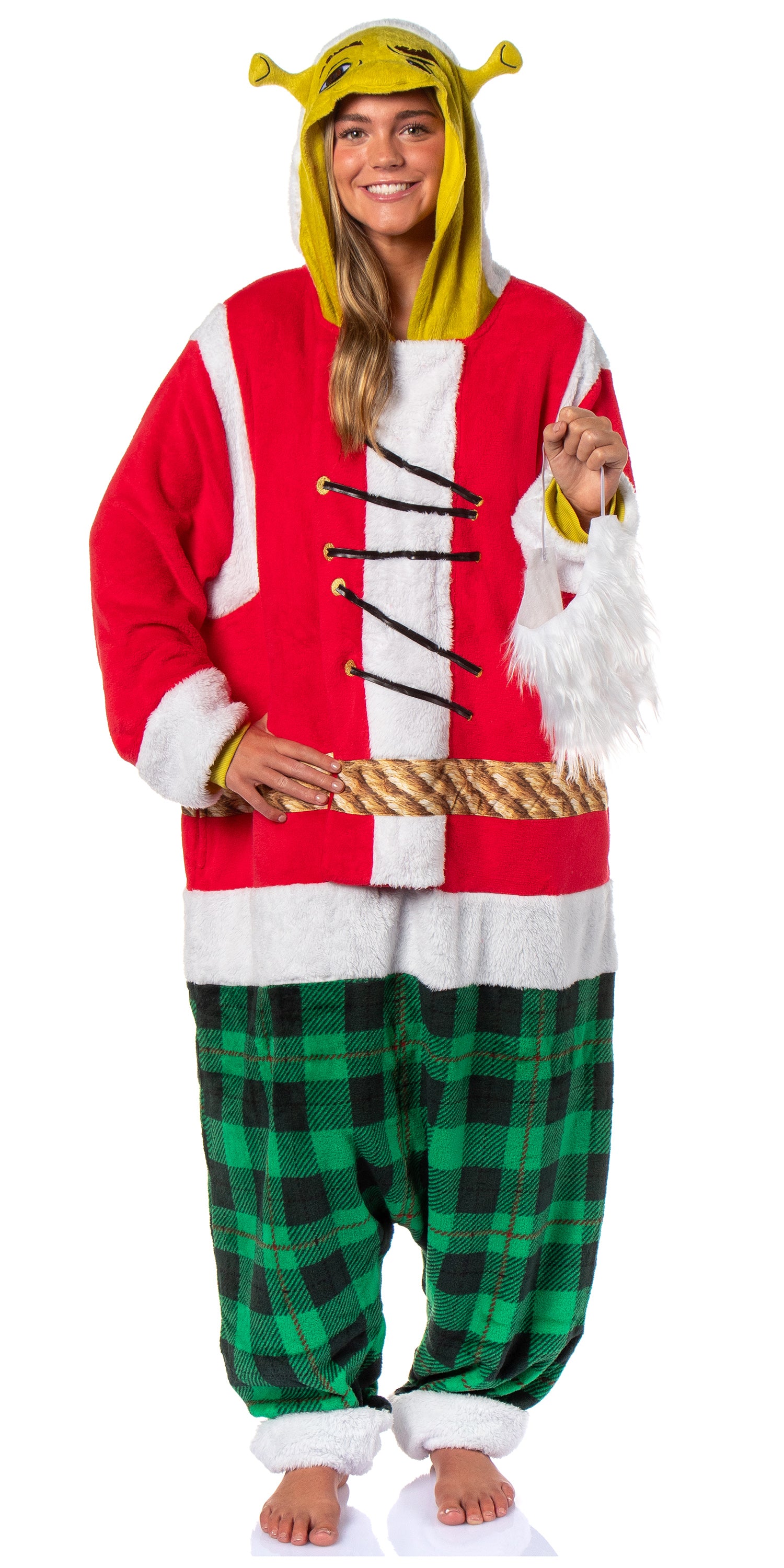 Shrek Santa Adult Unisex Hooded Kigurumi Costume Pajama Union Suit