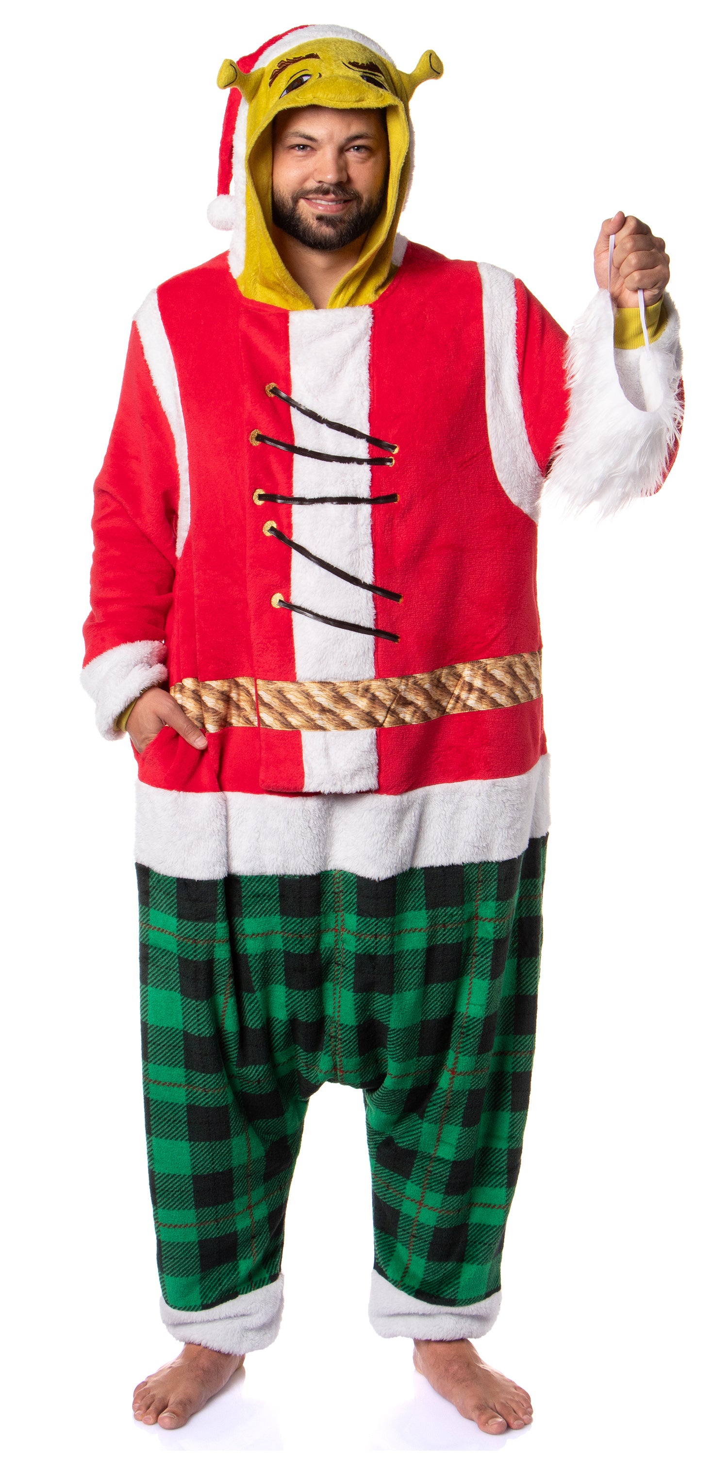 Shrek Santa Adult Unisex Hooded Kigurumi Costume Pajama Union Suit